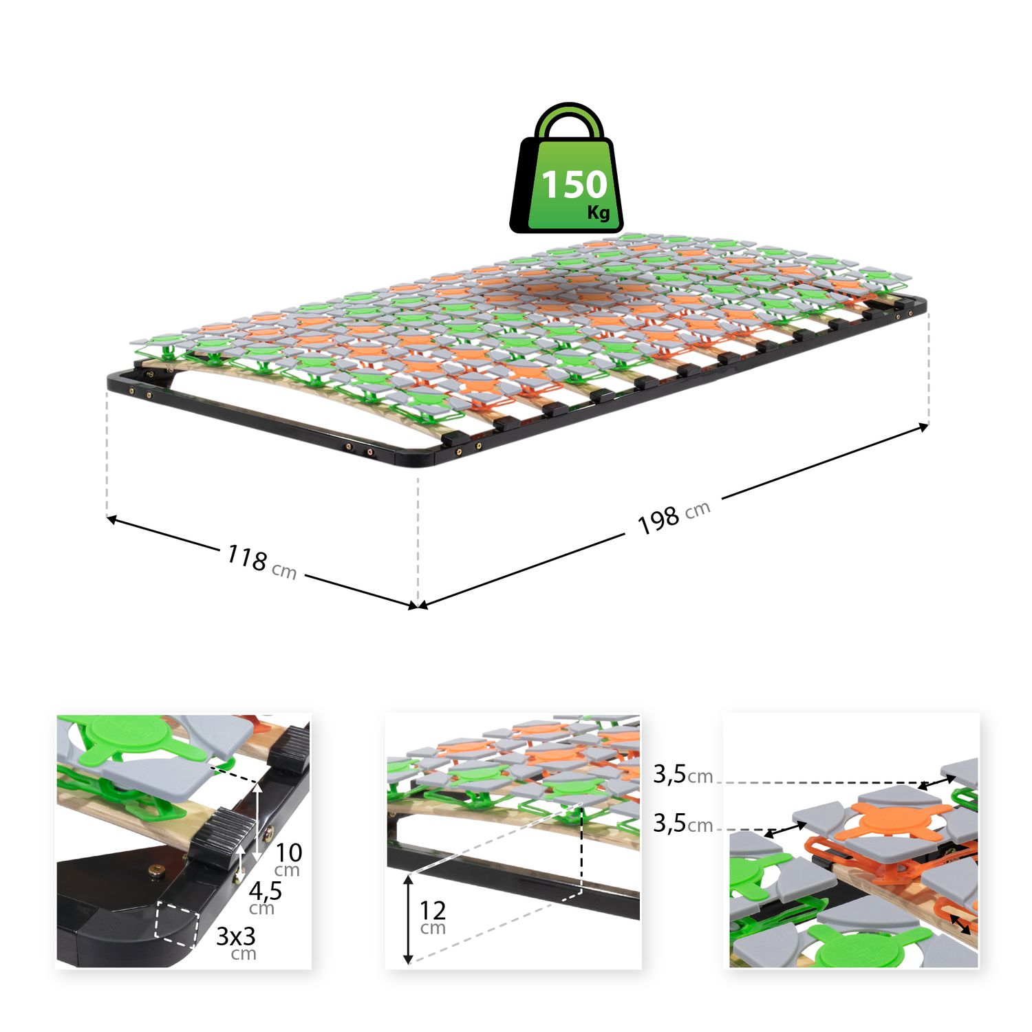 Teller Lattenrost FLOWER Ergo IF57 - Suitable for All Mattress Types