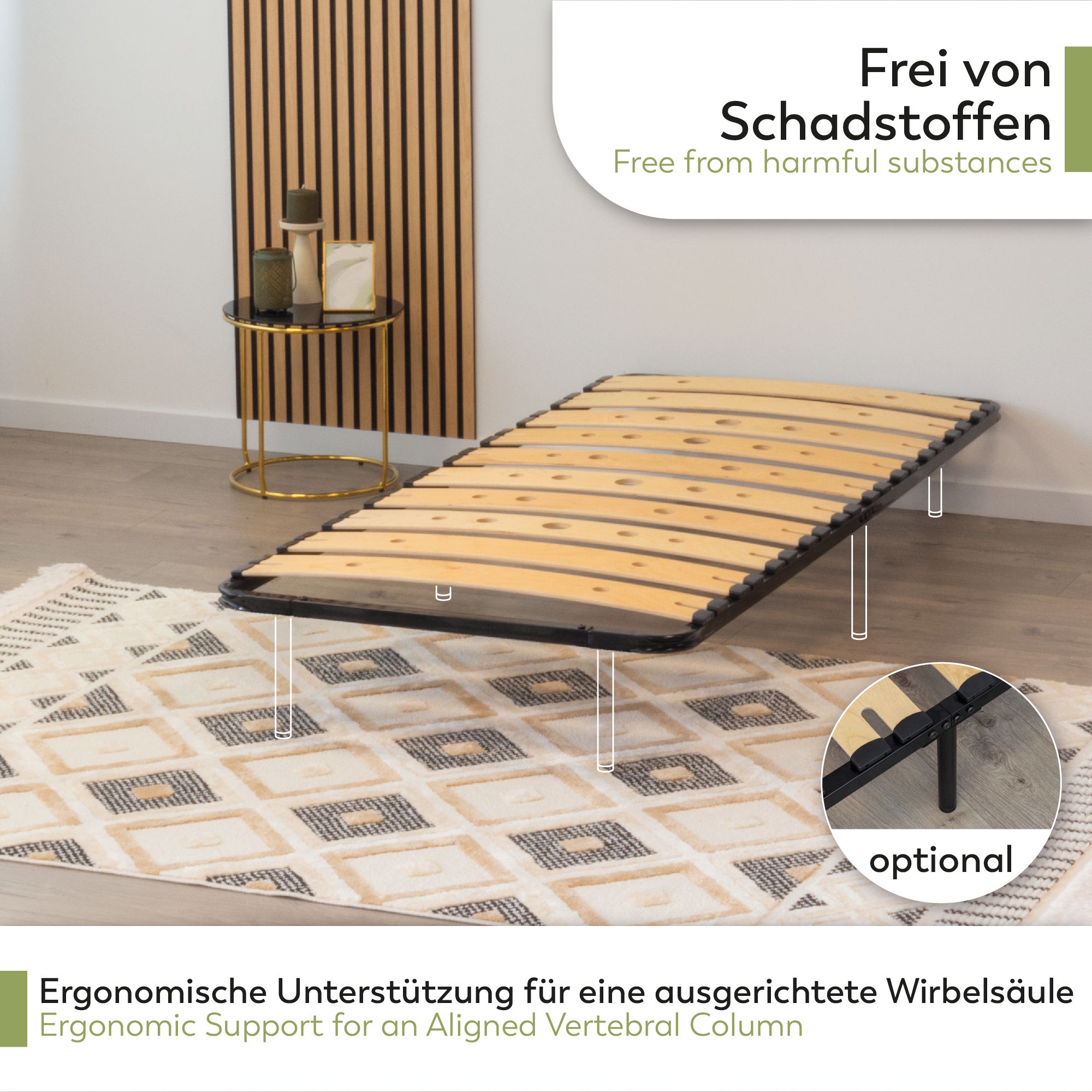 Lattenrost AUSTEN mit Holzlamellen – Stabiler Metallrahmen in Schwarz 100x200 Lattenrost AUSTEN mit Holzlamellen – Stabiler Metallrahmen in Schwarz 90x200