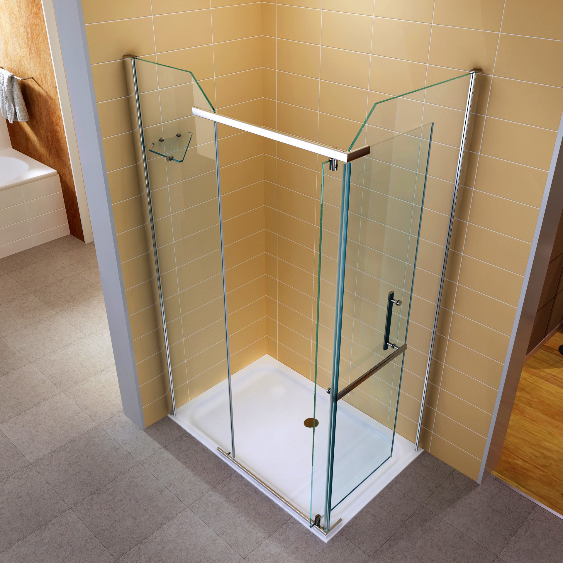 Fronteinstieg Rebecca mit Klapptür aus 8 mm ESG Sicherheitsglas Fronteinstieg Rebecca mit Klapptür aus 8 mm ESG Sicherheitsglas