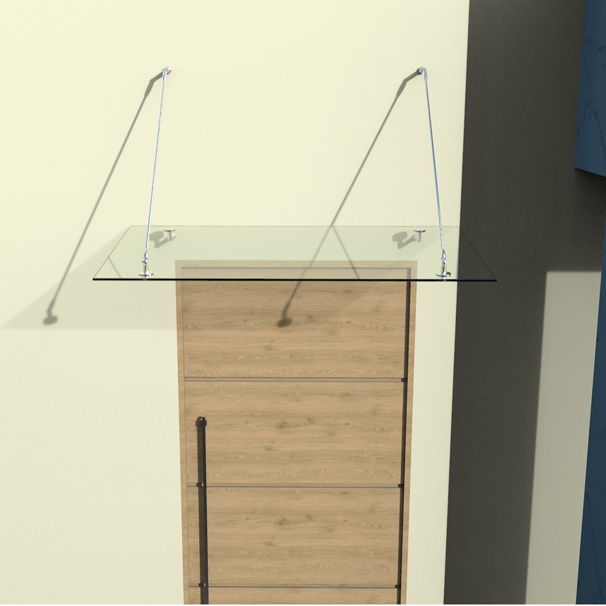 Glasvordach Edelstahl Türvordach Glas Halterung Haustür Klarglas VSG - diverse Größen Glasvordach Edelstahl Türvordach Glas Halterung Haustür Klarglas VSG 200x90cm 2 Halterungen