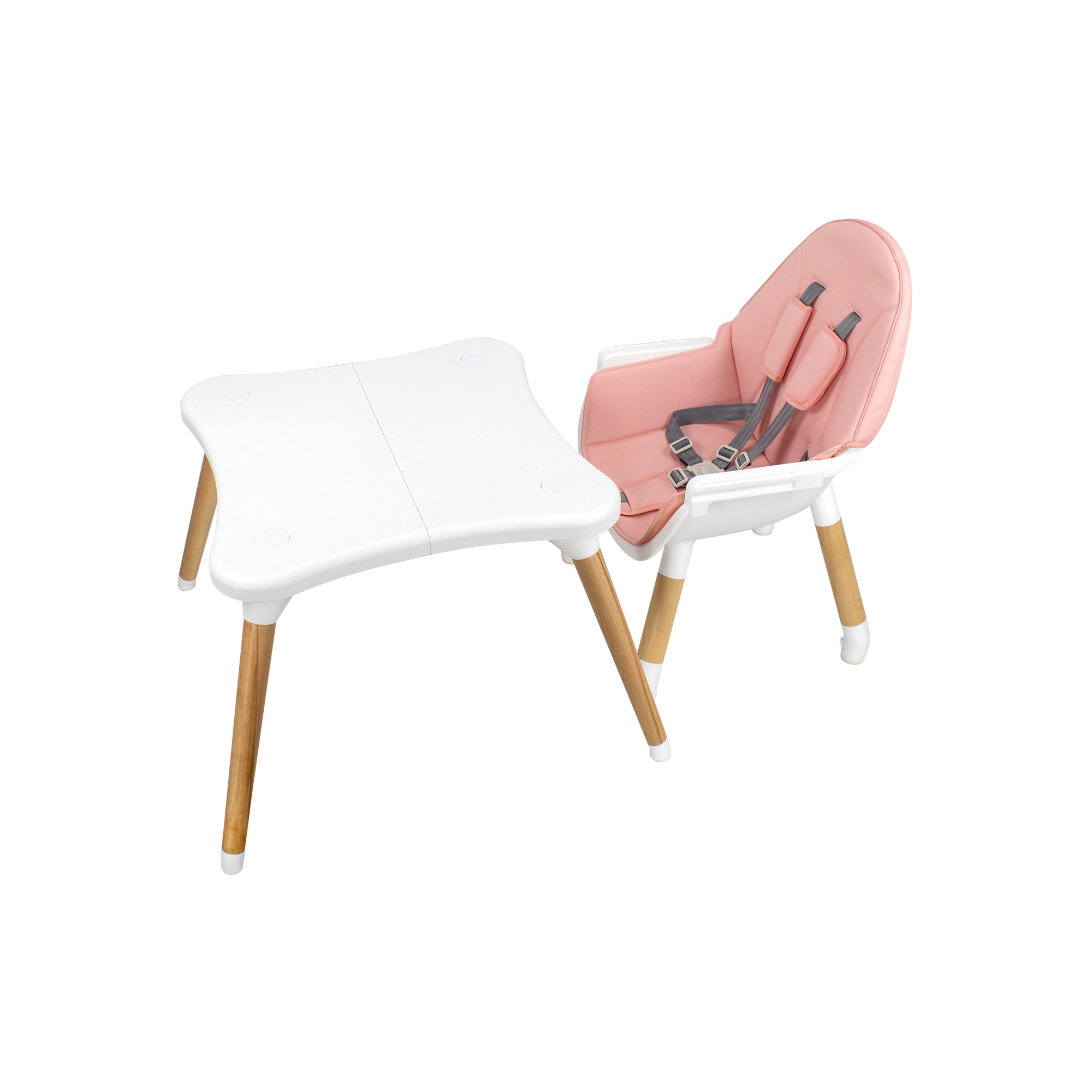 Kinderhochstuhl MIKA Babystuhl mit Esstablett und Stuhl + Tisch Set Pink