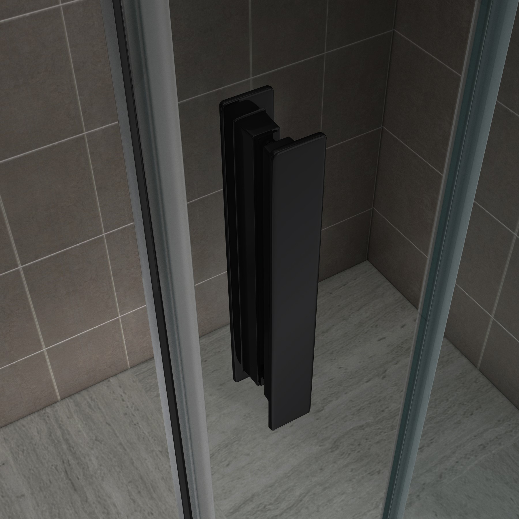 Duschtür Nischentür NADINE mit Schiebetür in Schwarz aus 8mm ESG Klarglas