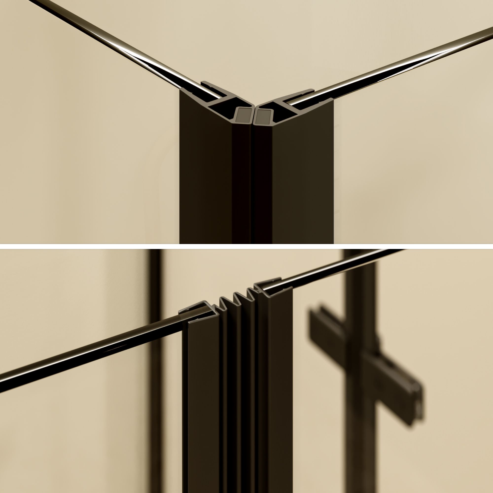 Eckeinstieg Alice BLACK mit Klapptüren aus ESG Sicherheitsglas