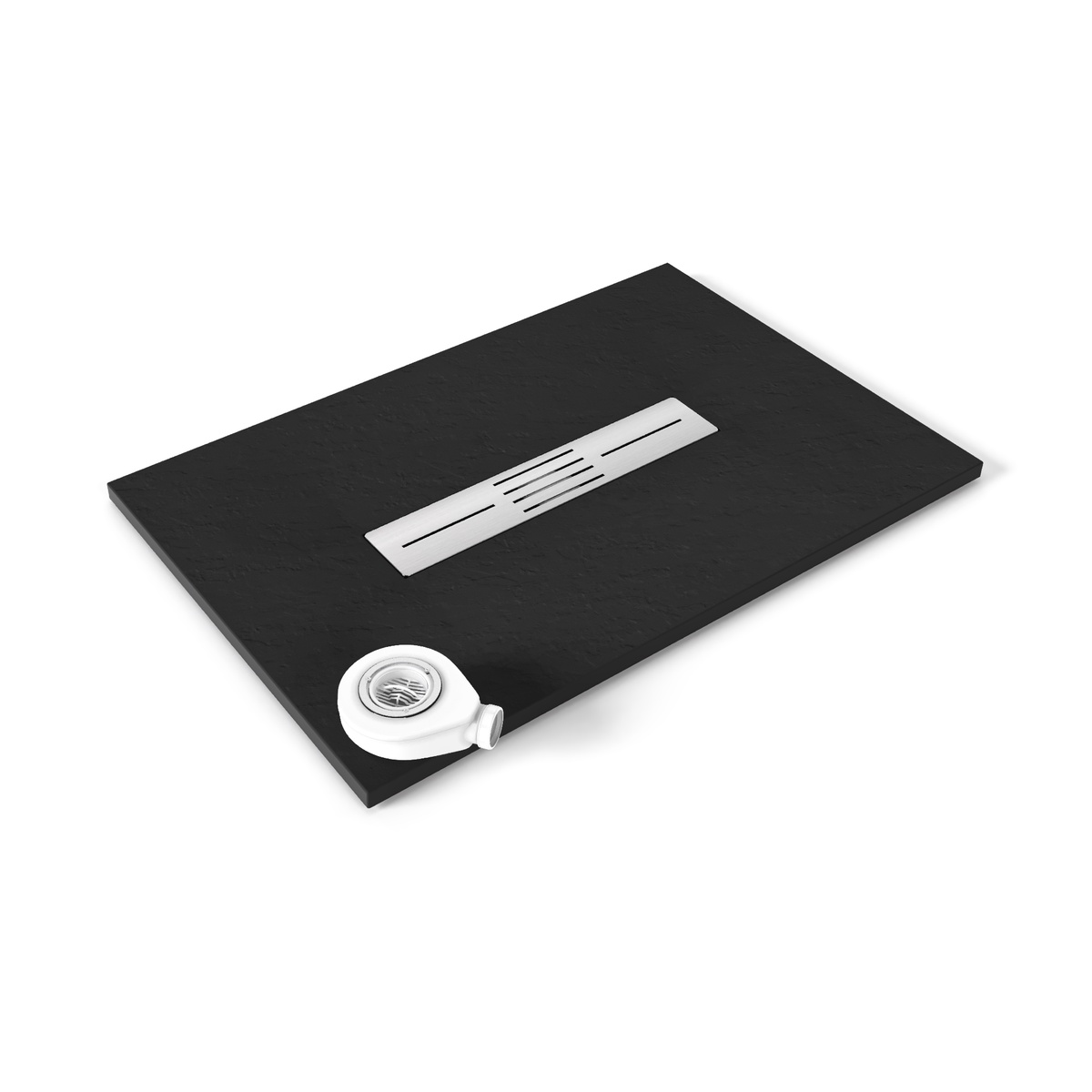 SMC Duschwanne Lumia in Schieferoptik inkl. Ablaufgarnitur Schwarz SMC Shower Tray Lumia in Slate Finish with Black Drain Assembly