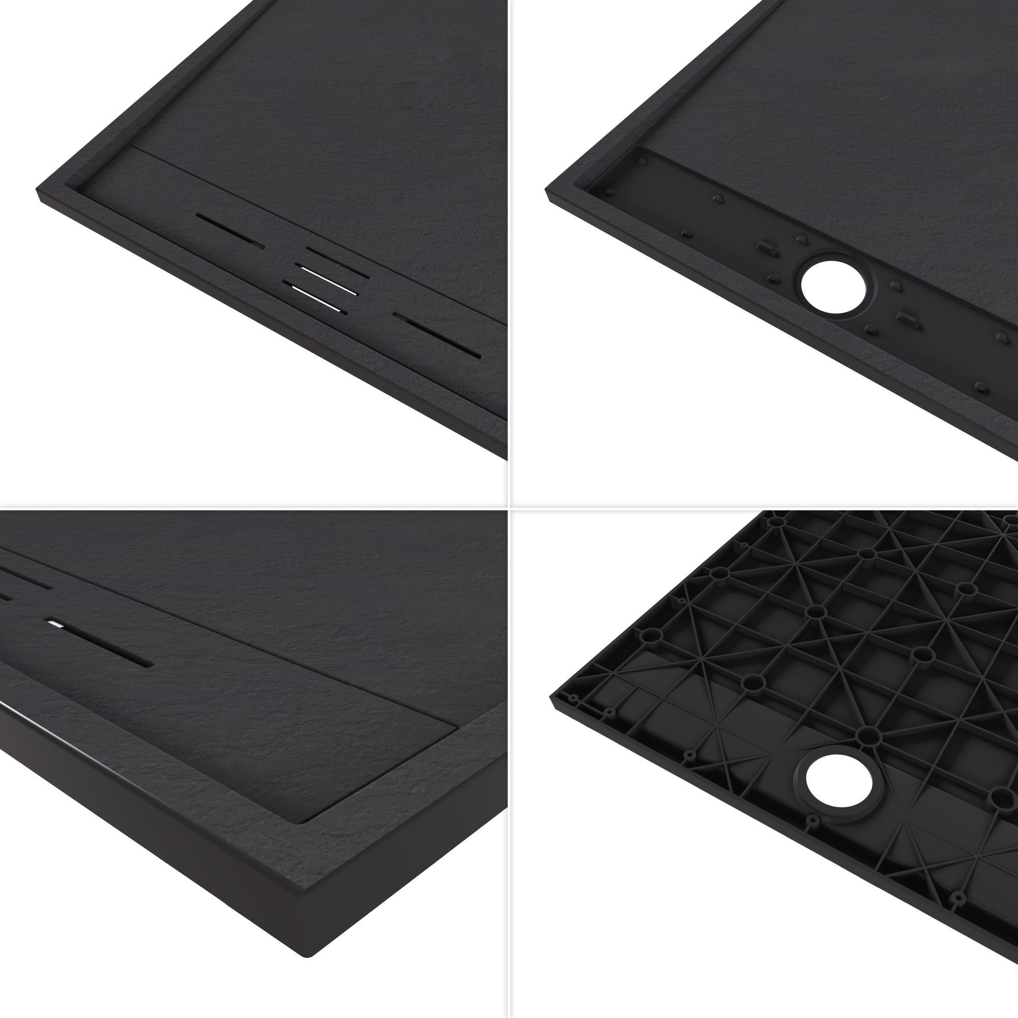 Shower Tray Shimmer STONE made of sanitary acrylic, including waste fitting - Black