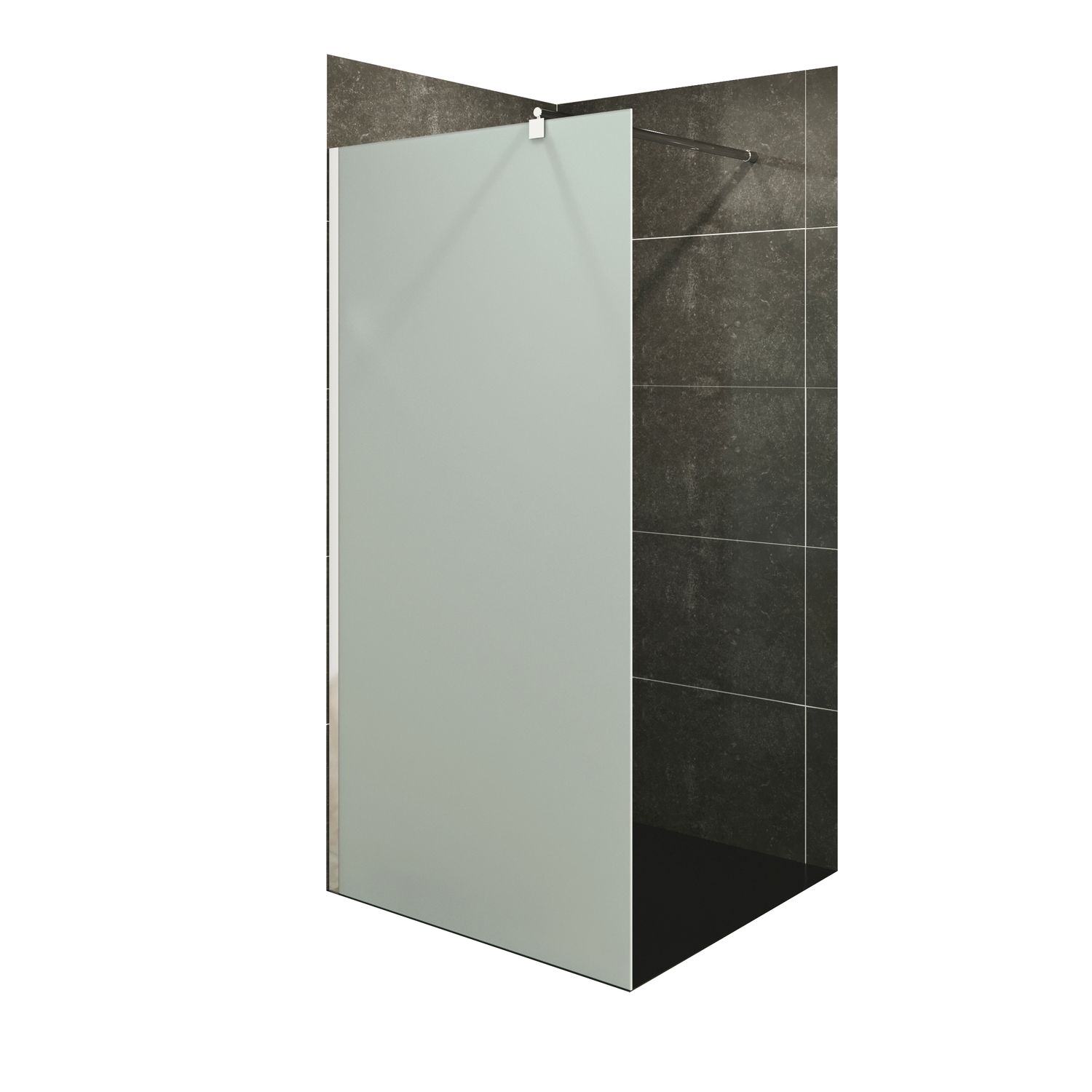 Walk-In Shower Fiona made of 10 mm thick frosted ESG safety glass and stainless steel profile.