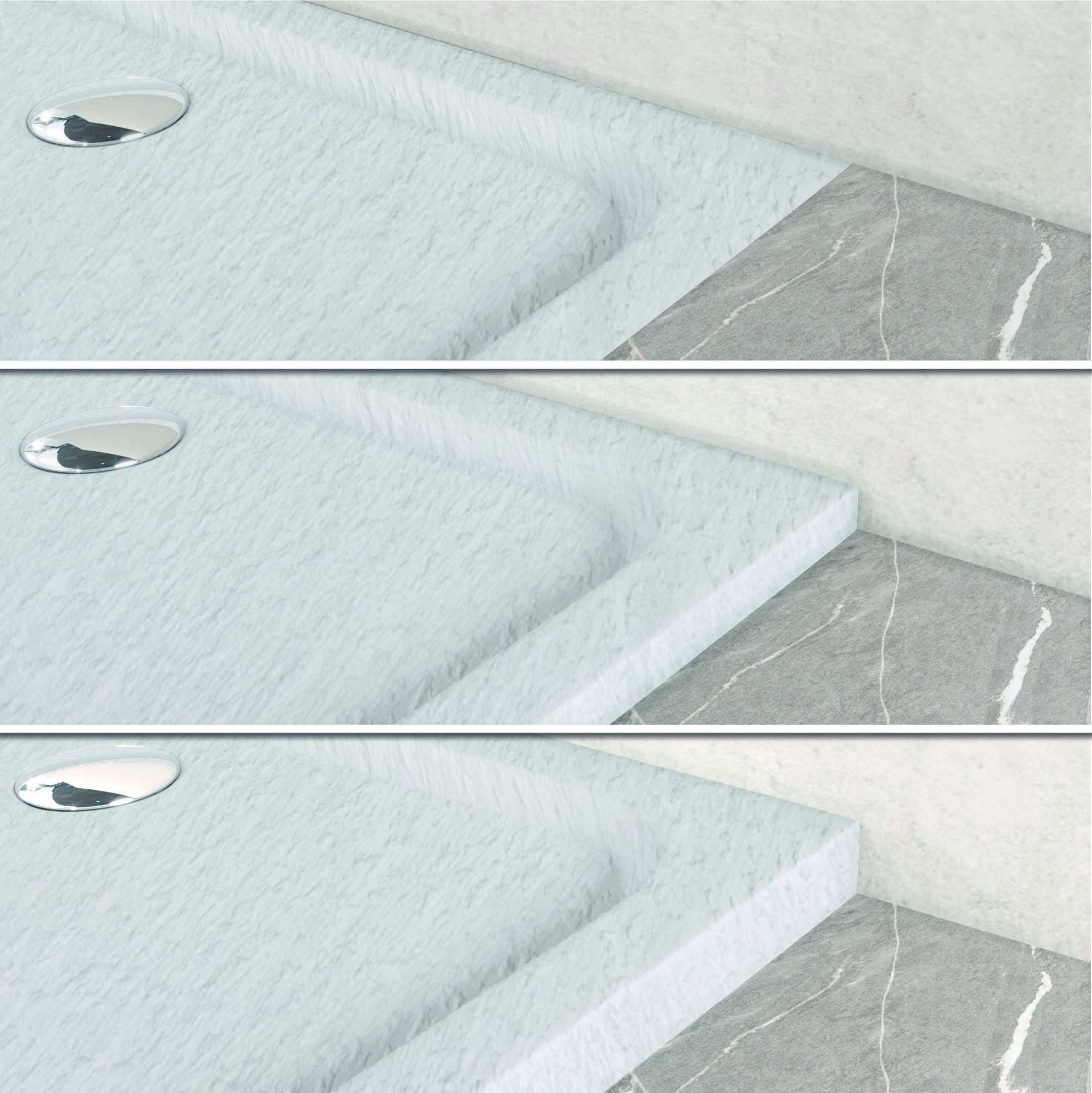Shower Tray Shimmer STONE made of sanitary acrylic including drainage set - White