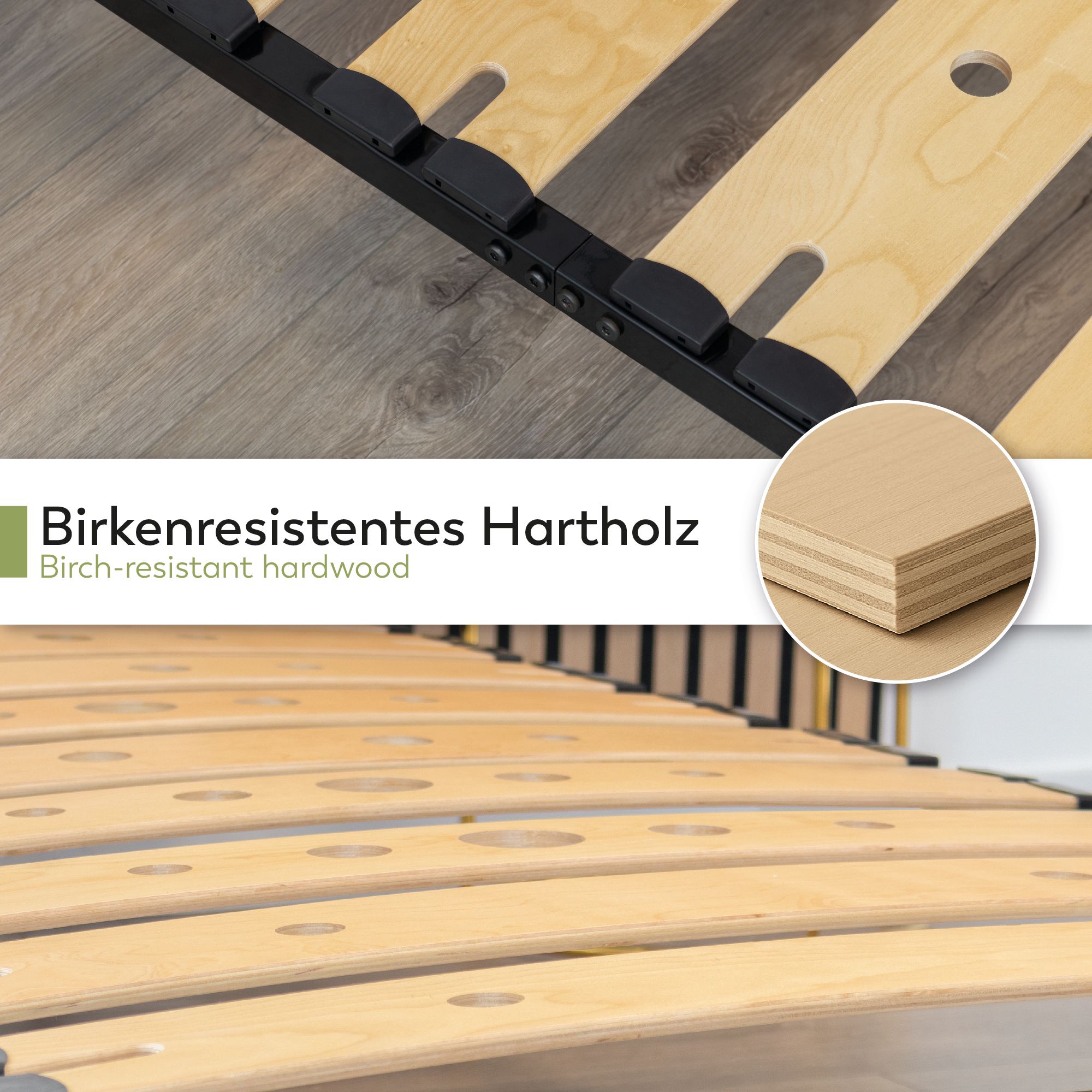 Lattenrost AUSTEN mit Holzlamellen – Stabiler Metallrahmen in Schwarz