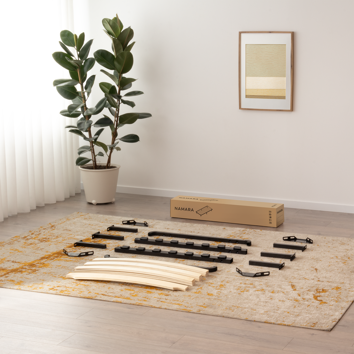 Gästebett Metallbett Namara Black mit Stauraum