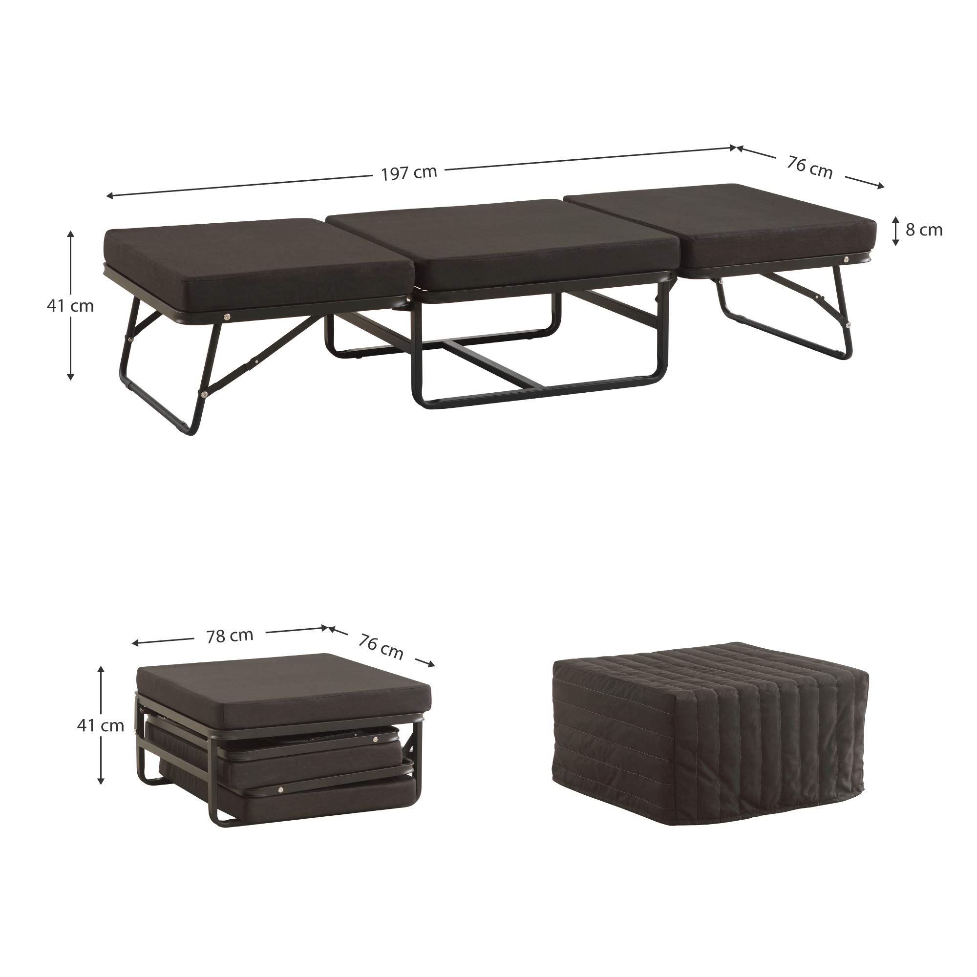 Gästebett Divan, stabiles Klappbett in 3 Farben Divan - Braun