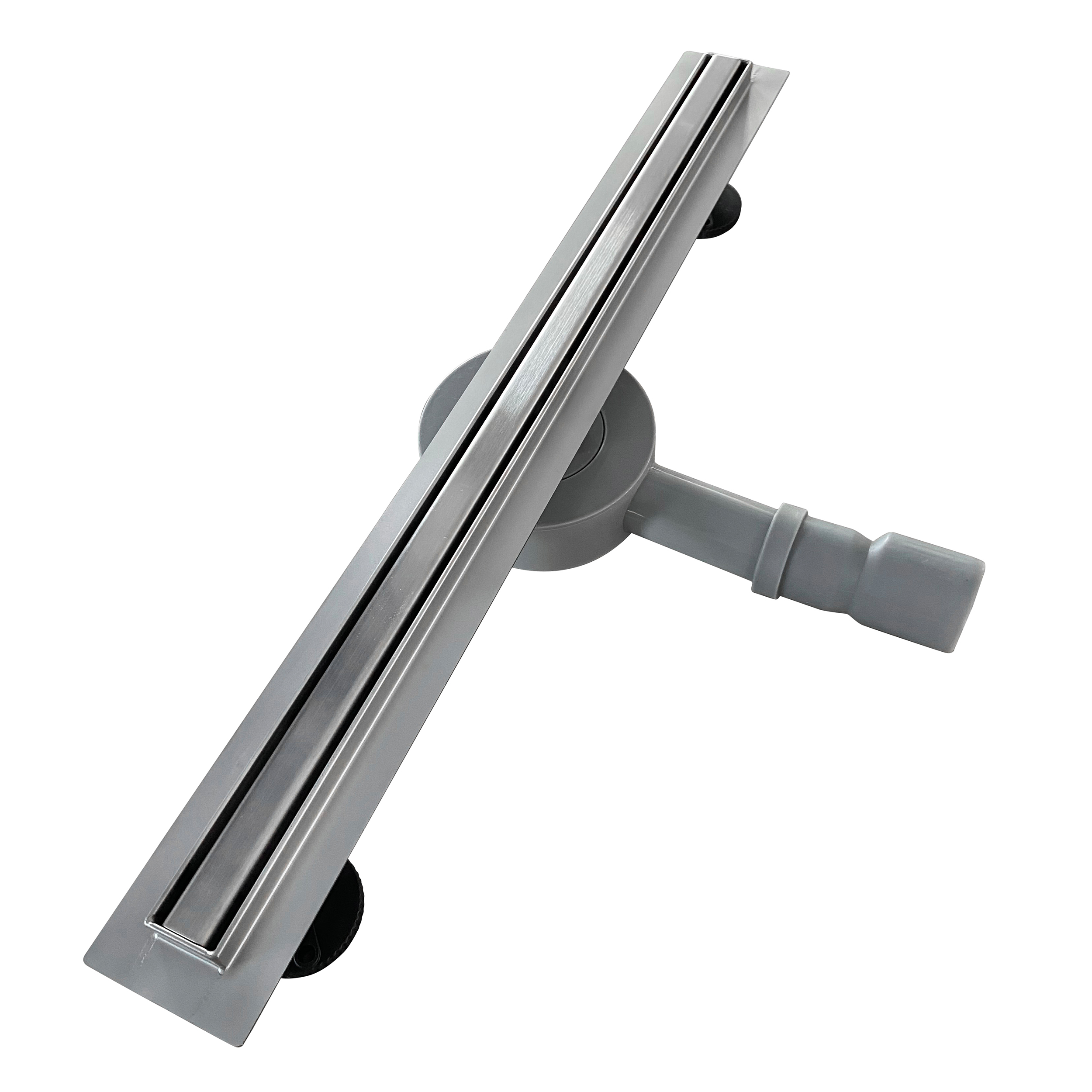 Duschrinne aus Edelstahl mit Randablauf für flache Installation B8 Duschrinne B3 aus Edelstahl mit weißem Glas-Ablaufblende für flache Installation 90cm