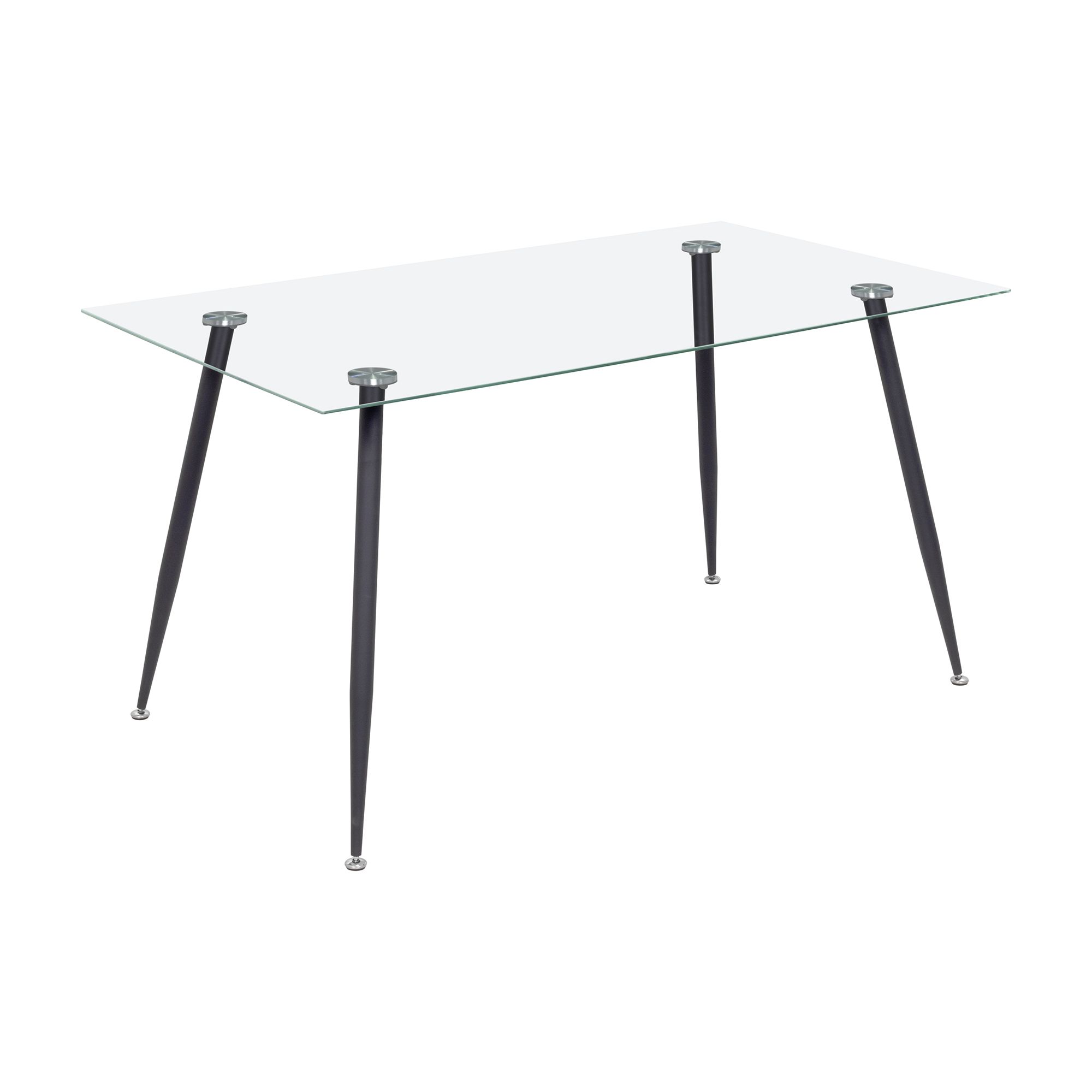 Esszimmer-Tisch BEALE | Tischplatte: Transparentes Glas | Beine: Schwarz Esszimmer-Tisch BEALE | Tischplatte: Weißer Marmor | Beine: Holz 160 cm