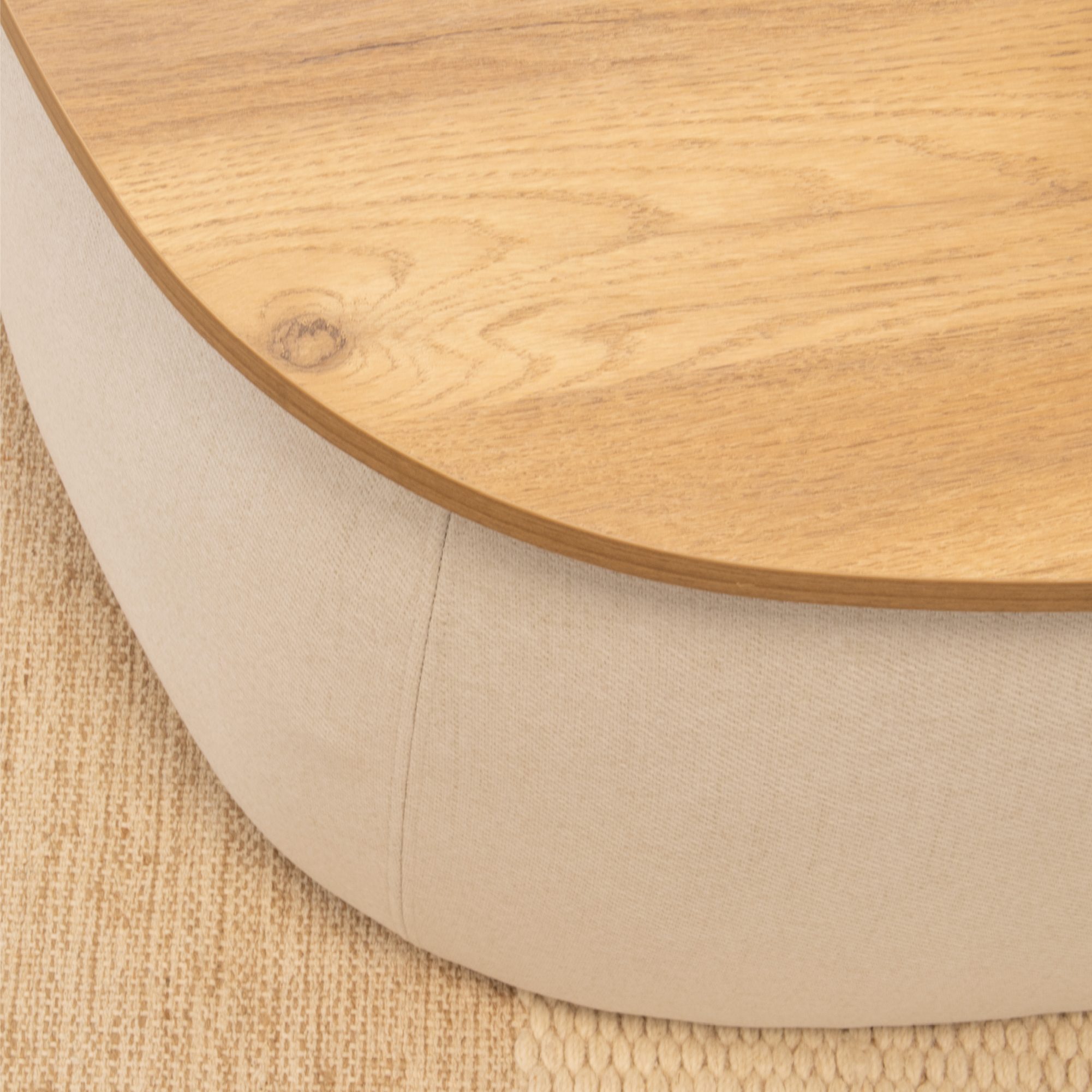 Nisami – 2er-Set Couchtische – flexibel kombinierbare Satztische mit schwarzem Stoffbezug und Holzdekor in Weiß