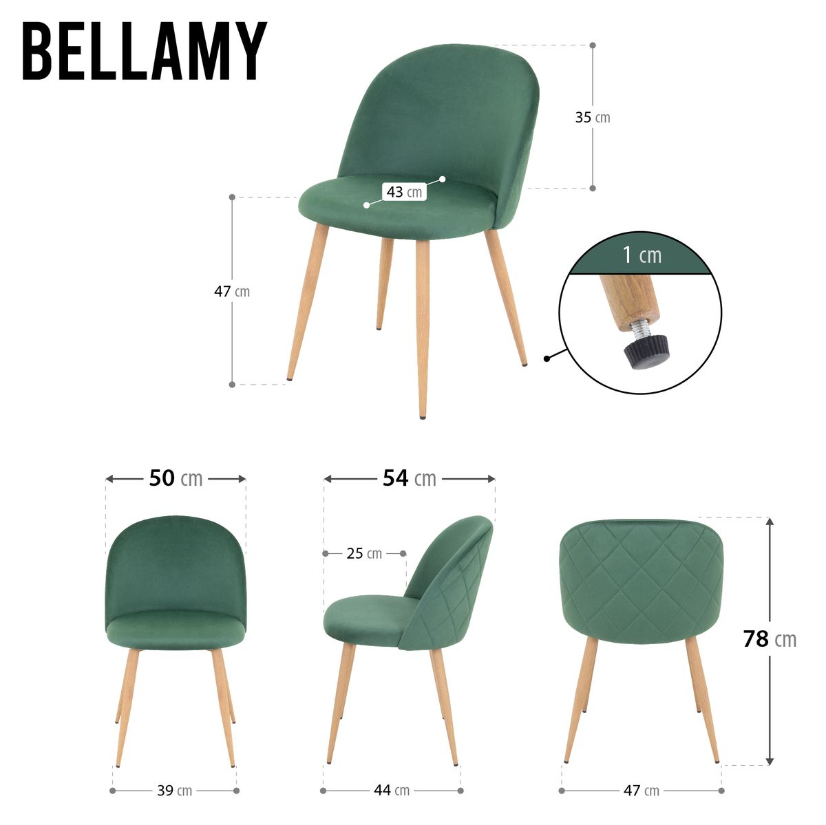 Esszimmerstuhl Wohnzimmerstuhl Bellamy Grün-Holz aus Samt Velour Esszimmerstuhl Wohnzimmerstuhl Bellamy Grün-Holz aus Samt Velour