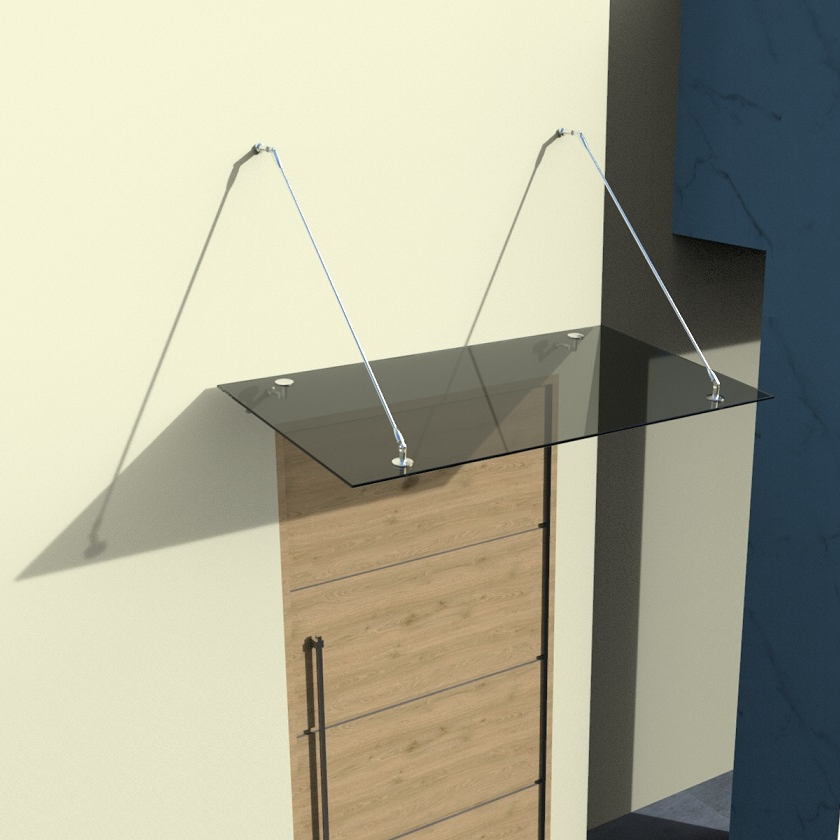Glasvordach Edelstahl Türvordach Glas Halterung Haustür Getönt VSG 160x90cm 2 Halterungen