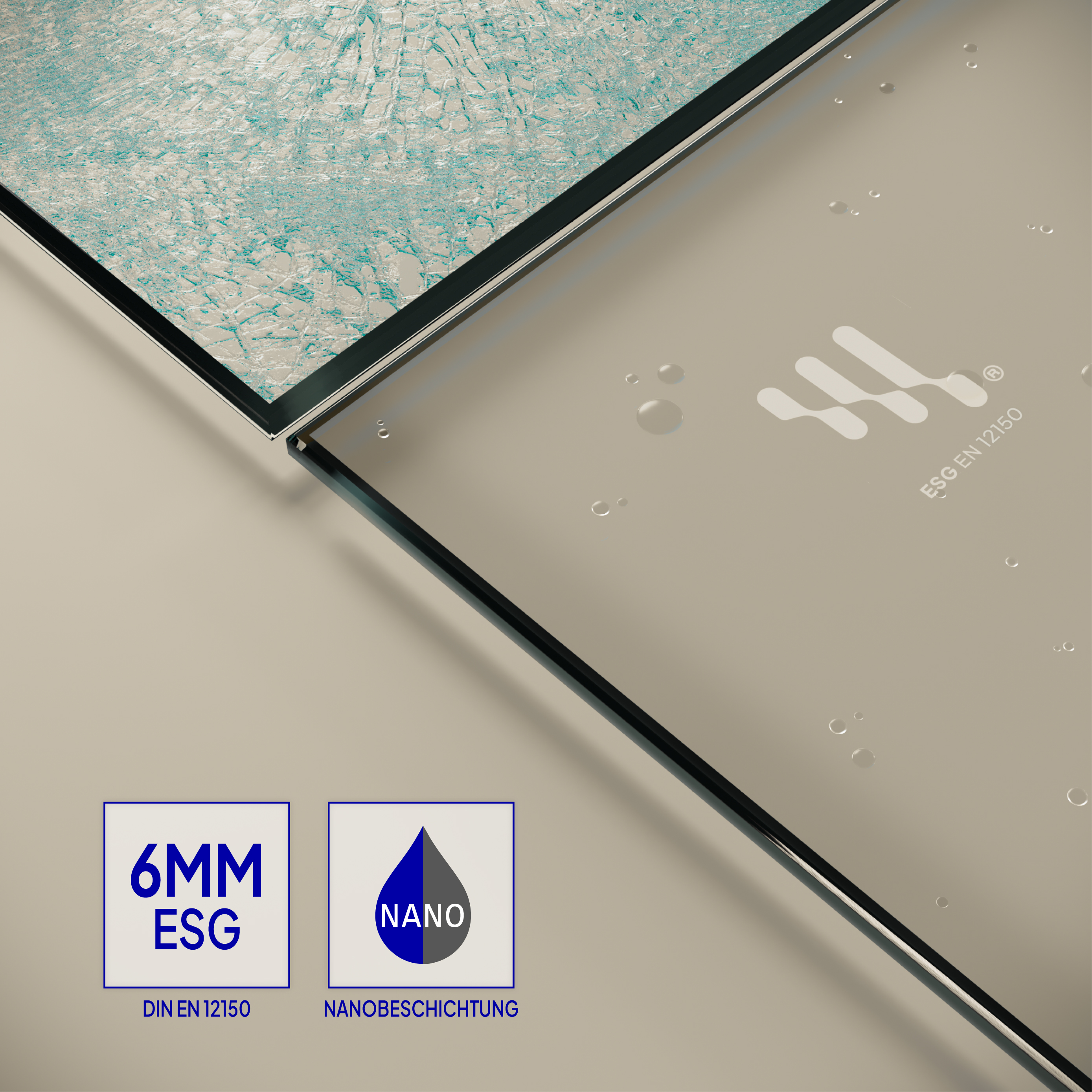 Corner Entry Alice with Folding Doors Made of Satinated ESG Safety Glass