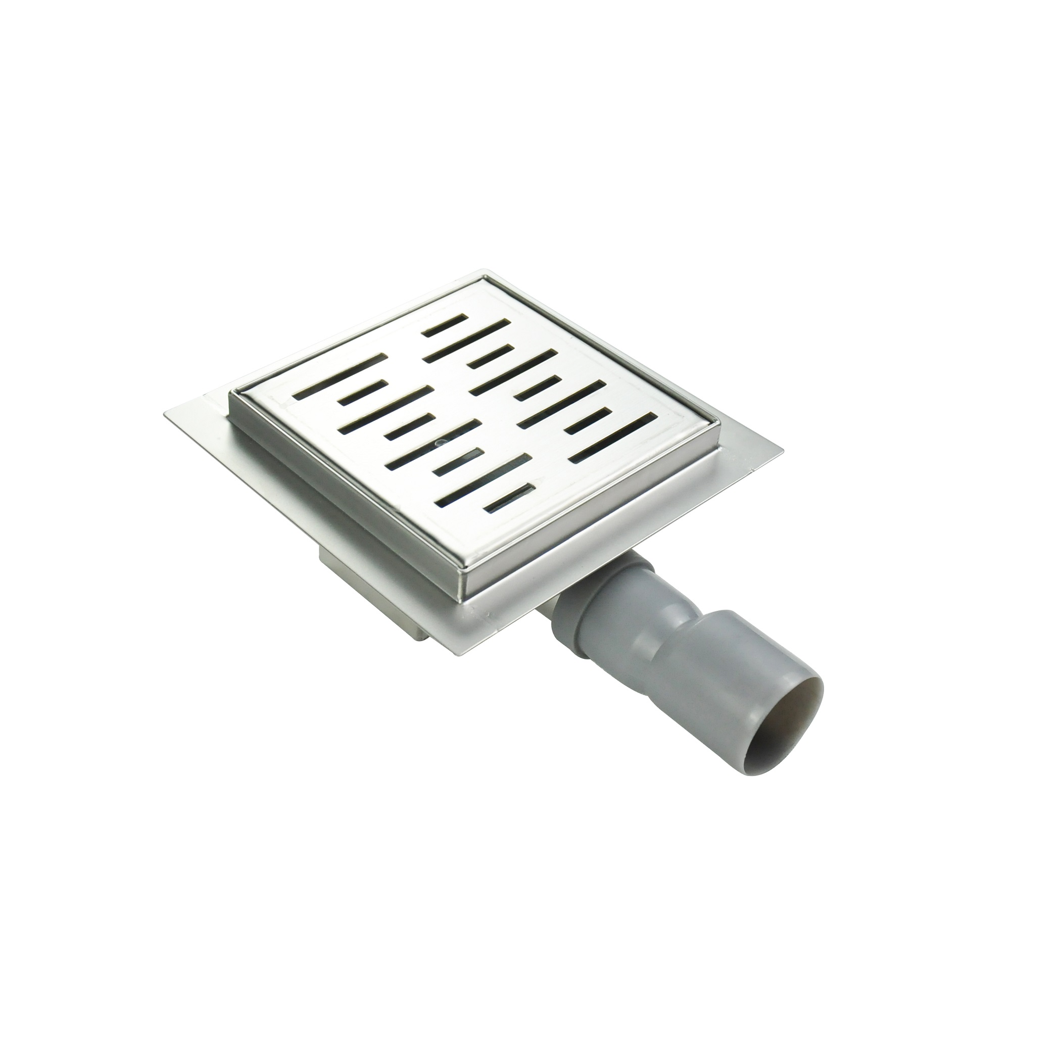 Square Shower Drain Q4 made of Stainless Steel for Flat Installation with Slot Pattern