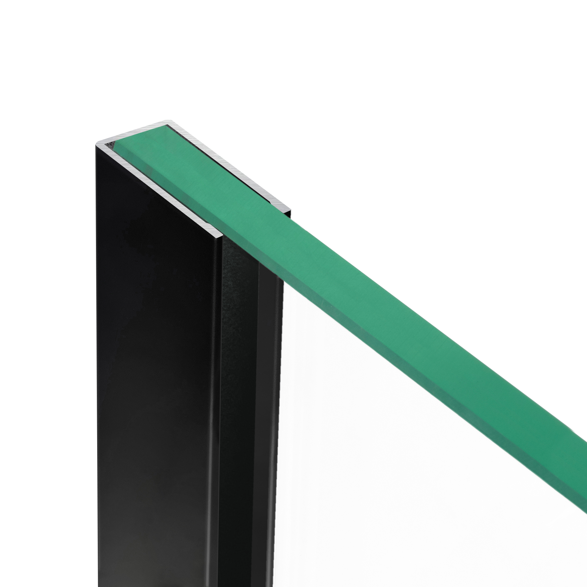 Decke – Mattschwarzes Aluminiumprofil für 8 mm Glas – vielseitig einsetzbar an Wand, Boden und – 180 cm/190 cm