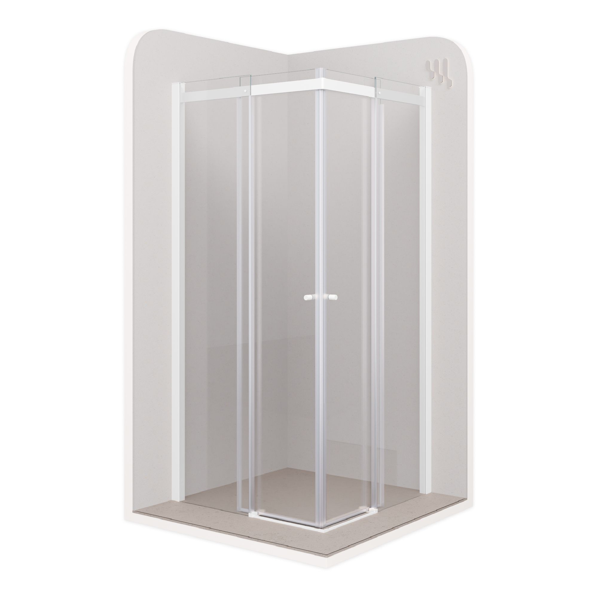 Corner Entry Kaylee WHITE with Sliding Doors made of ESG Safety Glass Kaylee – Eckeinstieg WHITE mit Schiebetüren aus ESG Sicherheitsglas