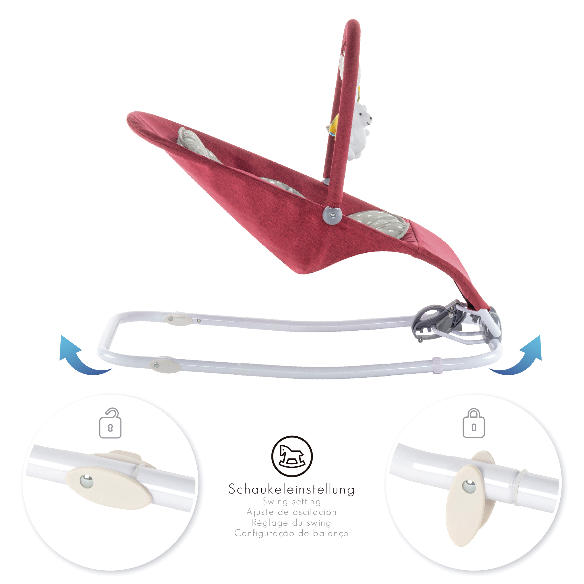 Babywippe VIENO mit abnehmbarem Bezug und Spielebogen