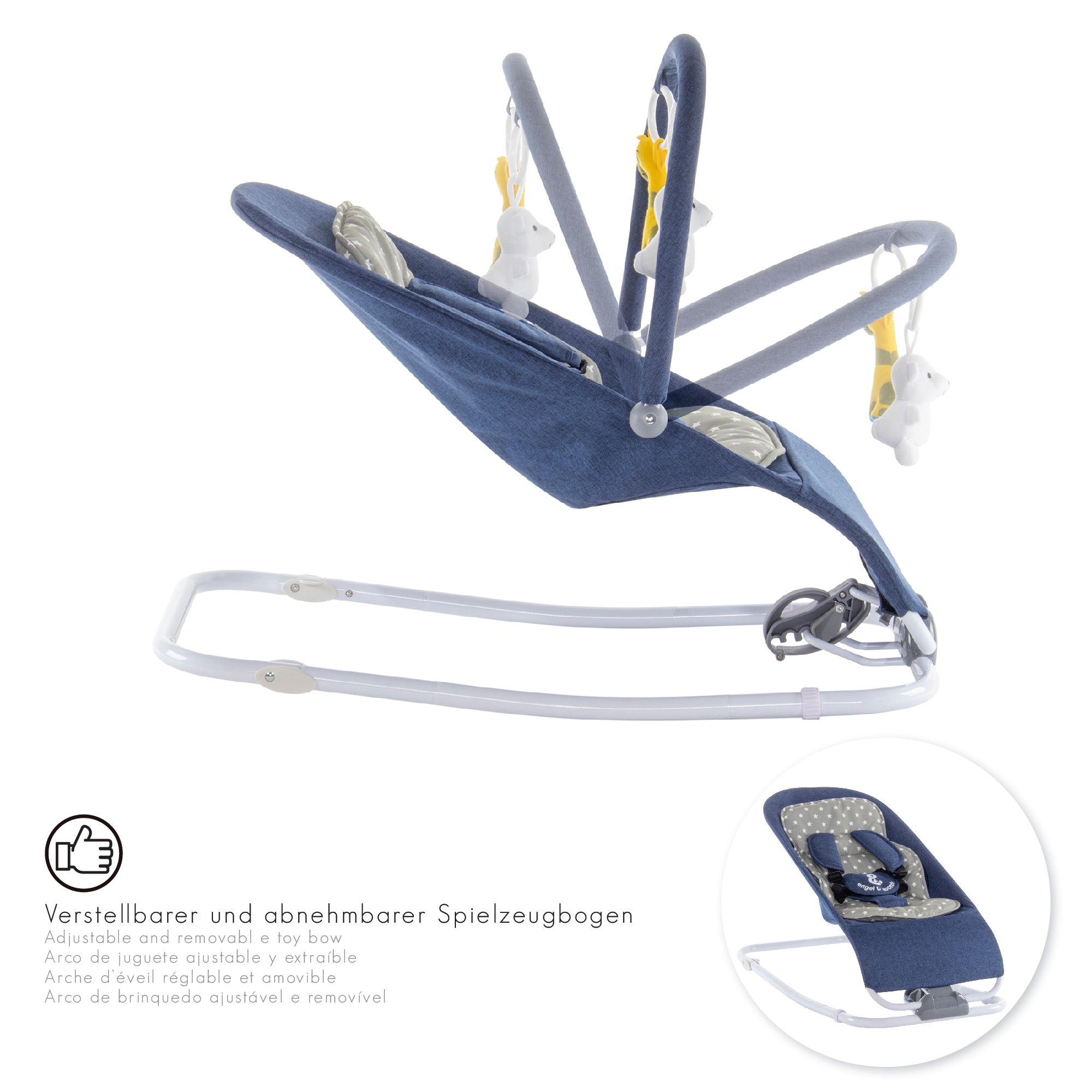 DE-Artboard 6Vieno Babywippe VIENO mit abnehmbarem Bezug und Spielebogen