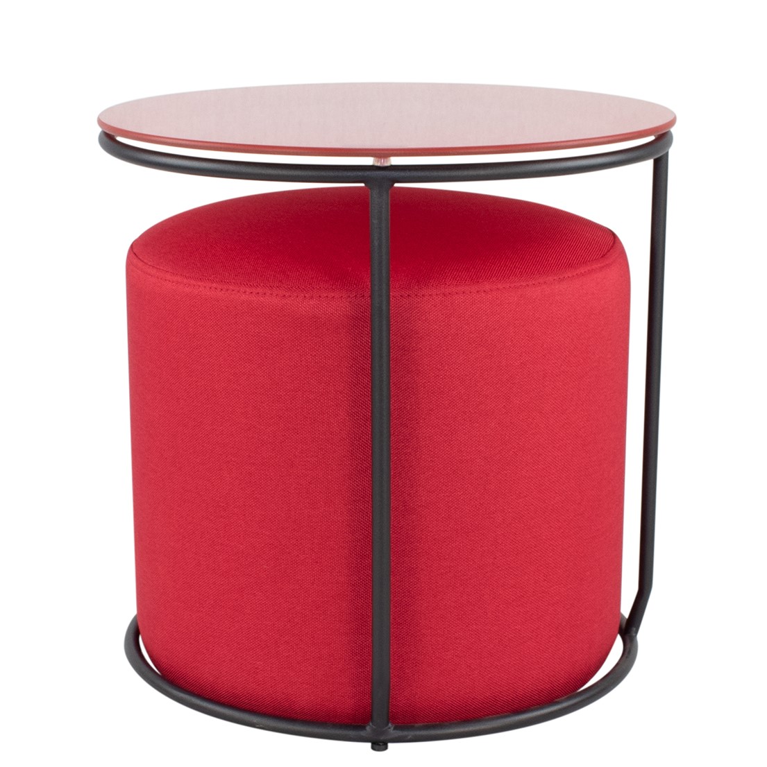 Beistelltisch mit Hocker JASPER runder Couchtisch 40x40 cm Schwarz-Rot N6 JASPER – Side Table with Stool - Round Coffee Table 40x40 cm Black-Red N6