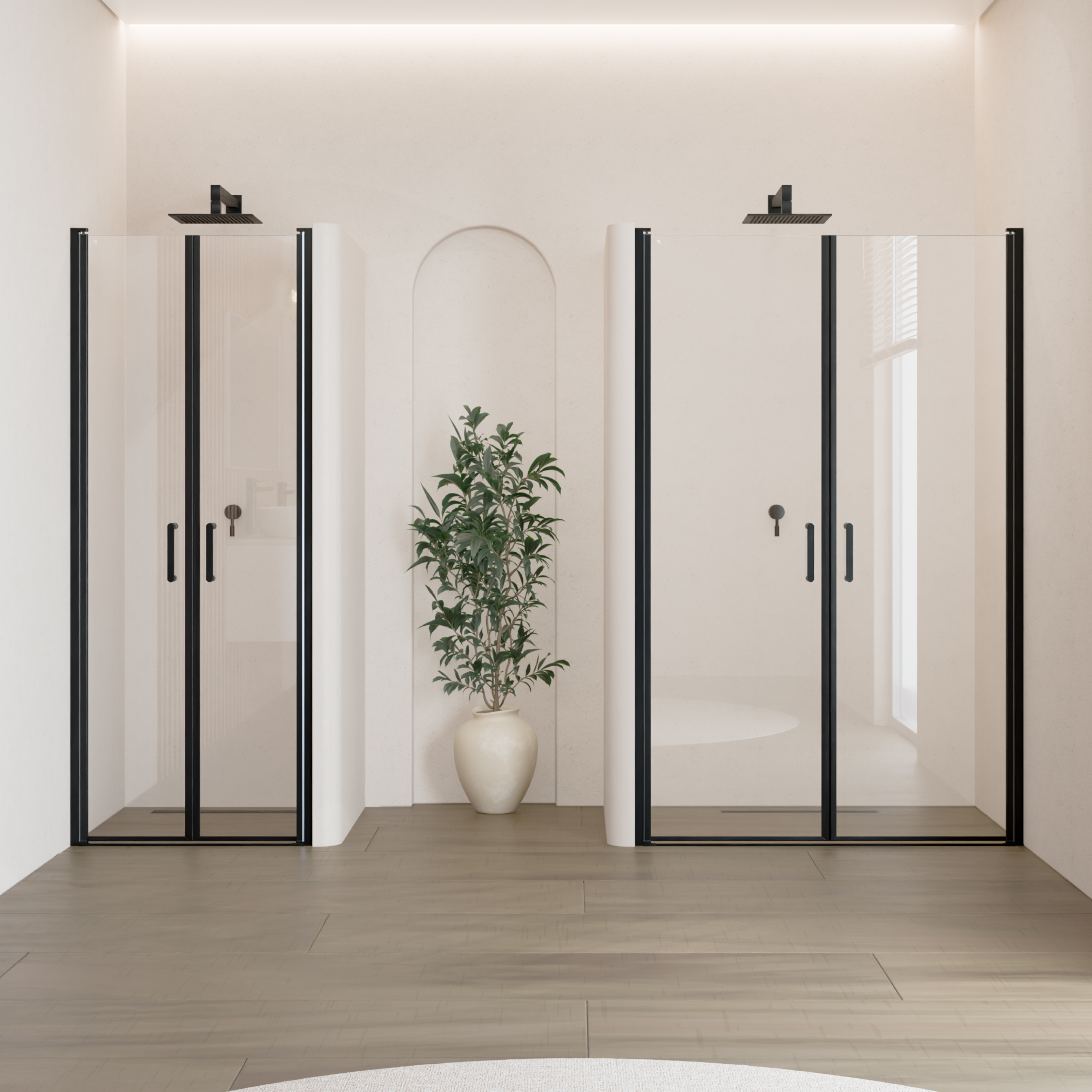 Shower Door Stella with Hinged Doors Made of Tempered Safety Glass Shower Door Stella Black with Hinged Doors and Black Profiles Made of ESG Safety Glass