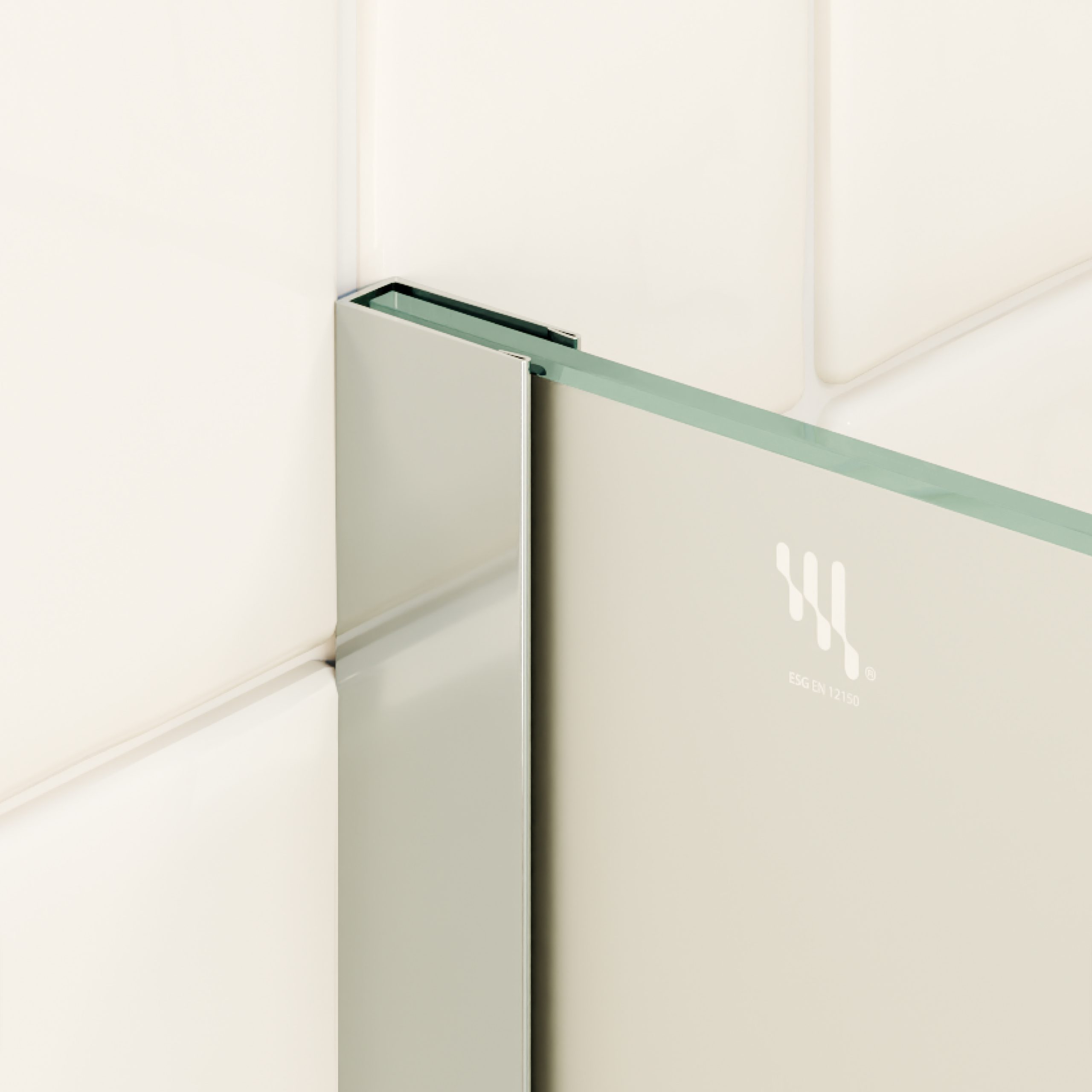 Walk-In Shower Fiona made of 10 mm thick frosted ESG safety glass and stainless steel profile. Fiona – Walk-In Shower made of 10 mm thick frosted ESG safety glass and stainless steel profile.