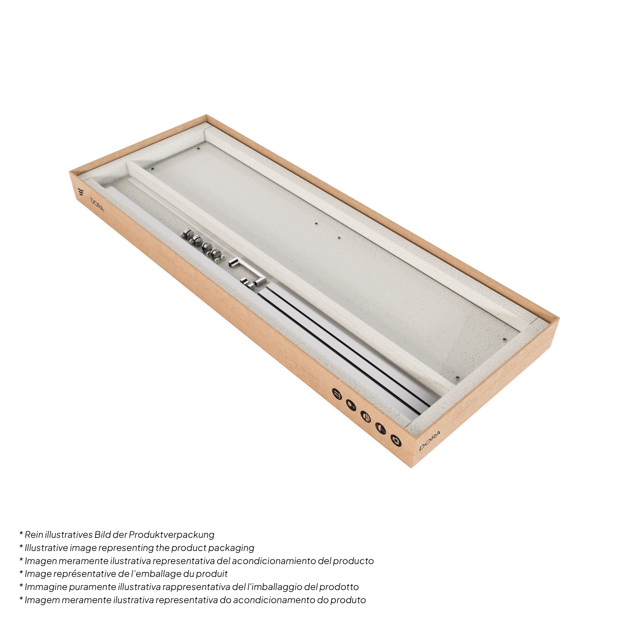 Front-entry Dora with sliding door made of ESG safety glass