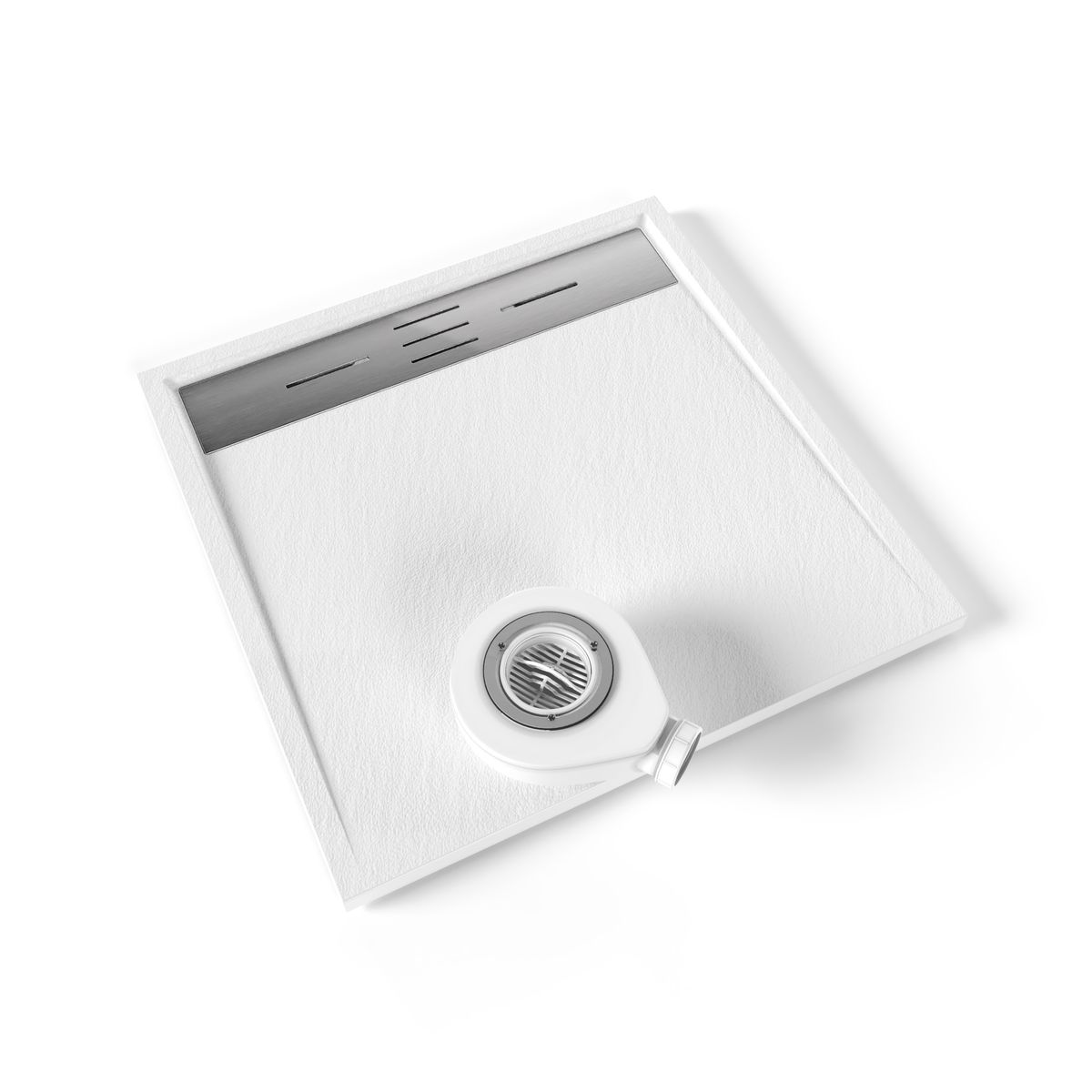 SMC Duschwanne Hiemal in Schieferoptik inkl. Ablaufgarnitur Weiß 90x90 cm