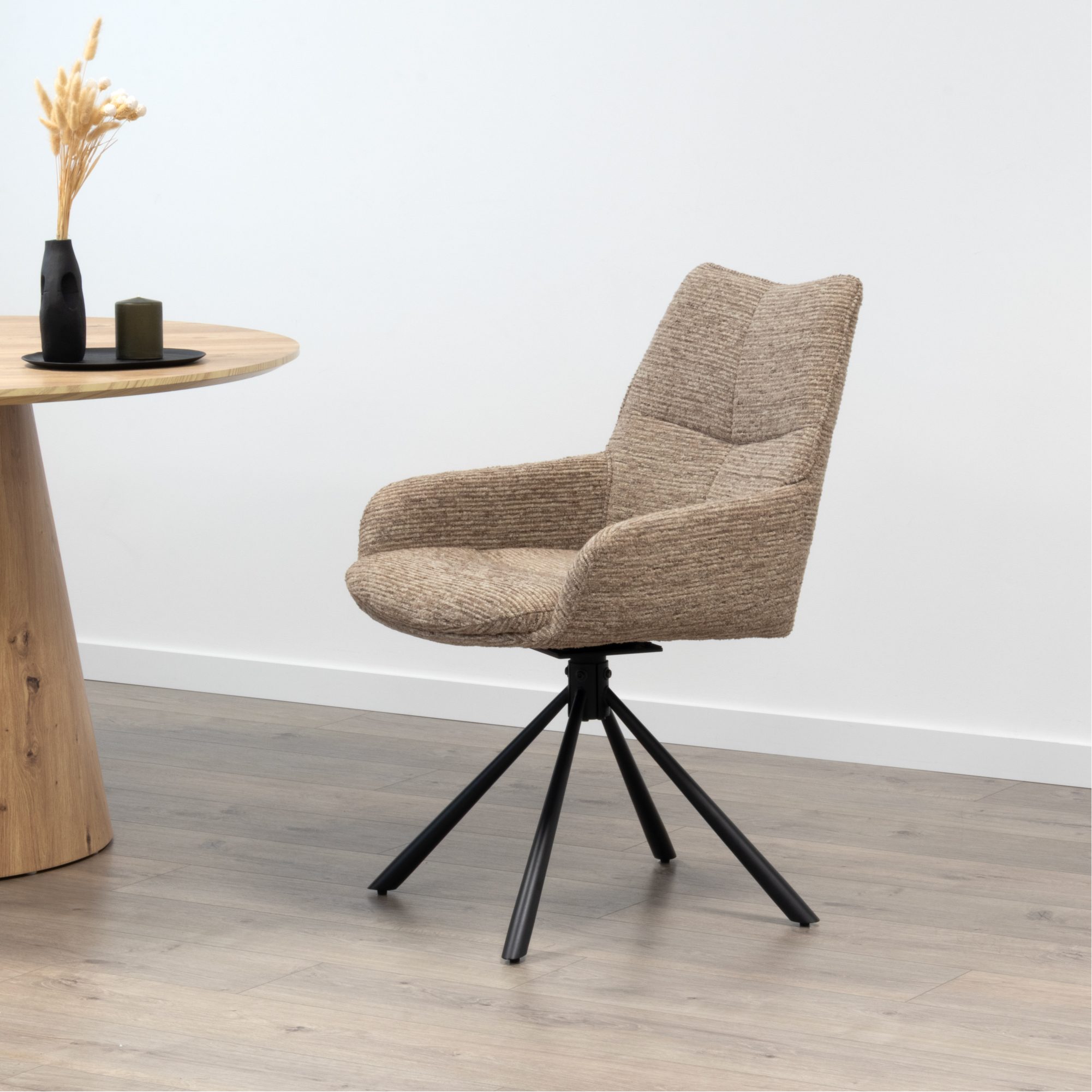 Esszimmerstühle RAINER mit 360°-Drehfunktion 2er-Set Hellbraun