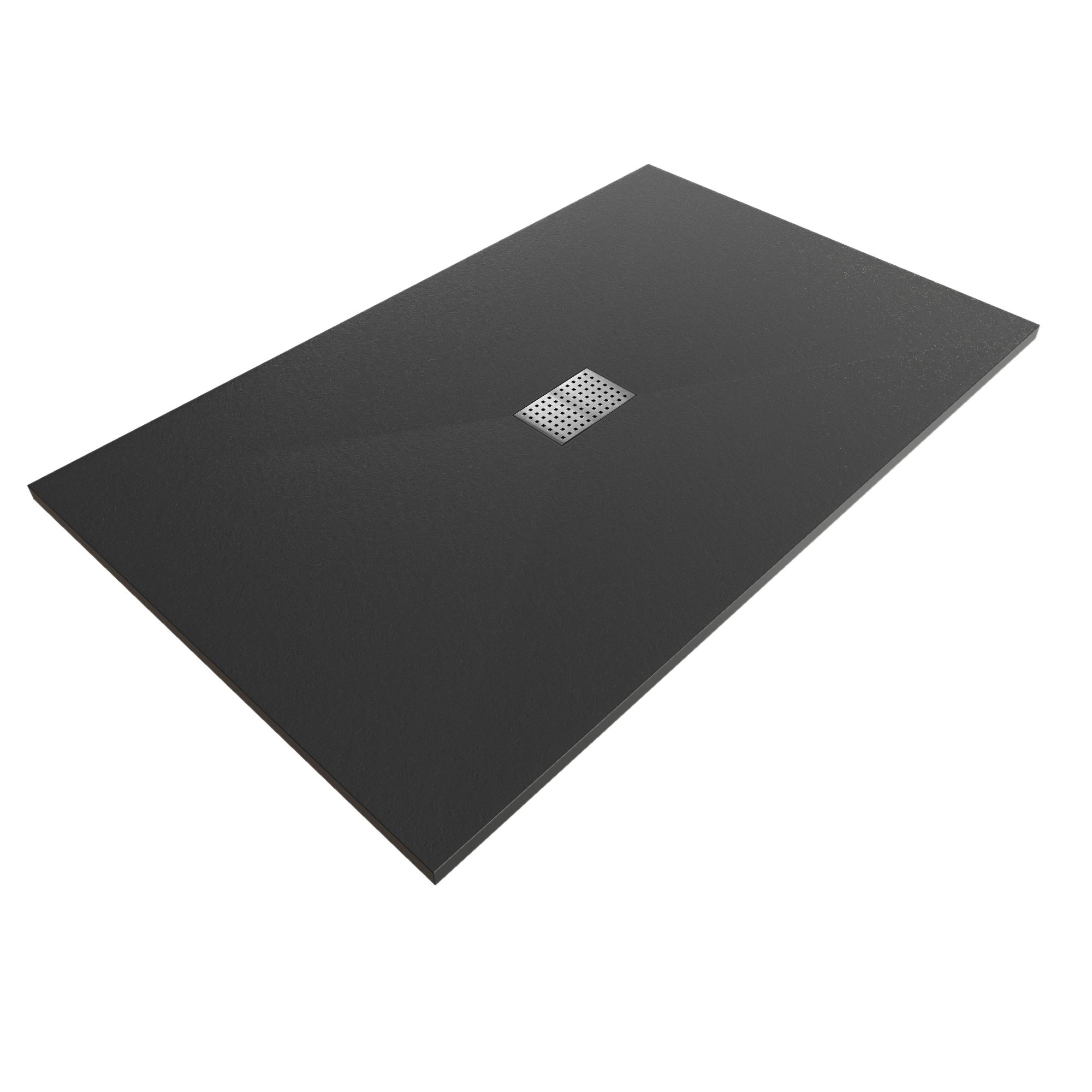 SMC Shower Tray Boreal in Stone Look with Drain Assembly - Grey