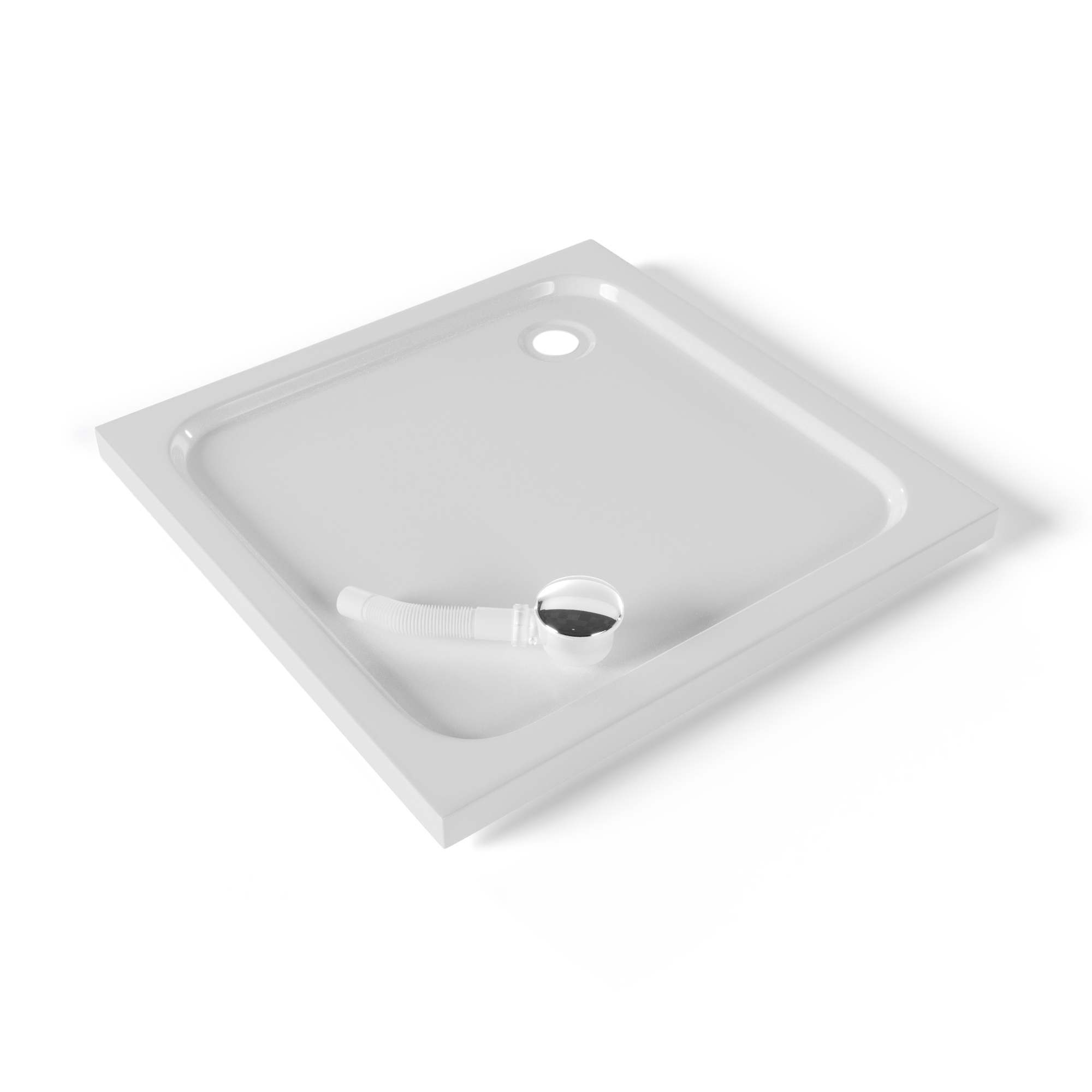 Tray – Shower Shimmer made of sanitary acrylic including waste fitting - White