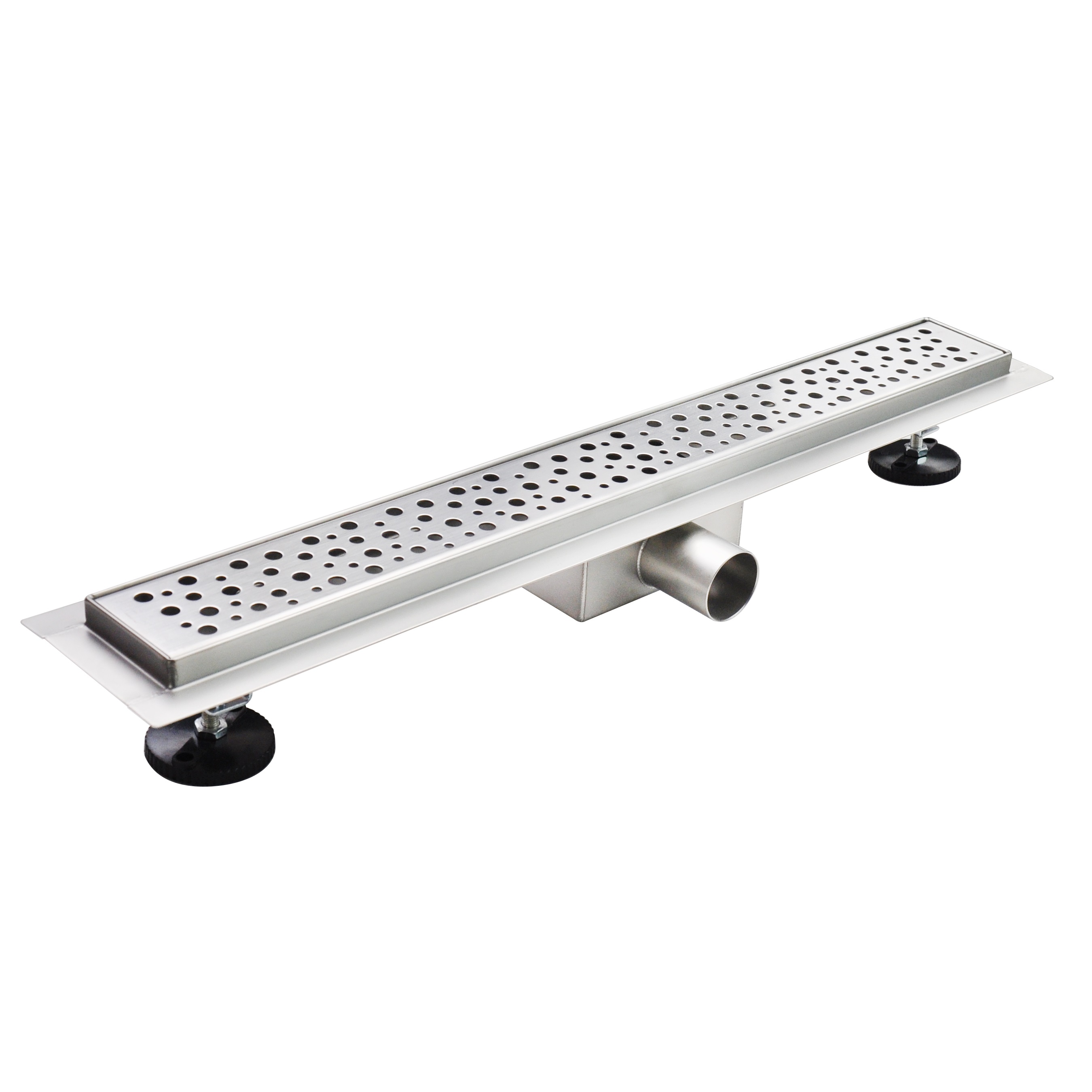 Duschrinne R5 aus Edelstahl für flache Installation mit Tropfenmuster Channel – Shower R5 in Stainless Steel for Flat Installation with Drop Pattern