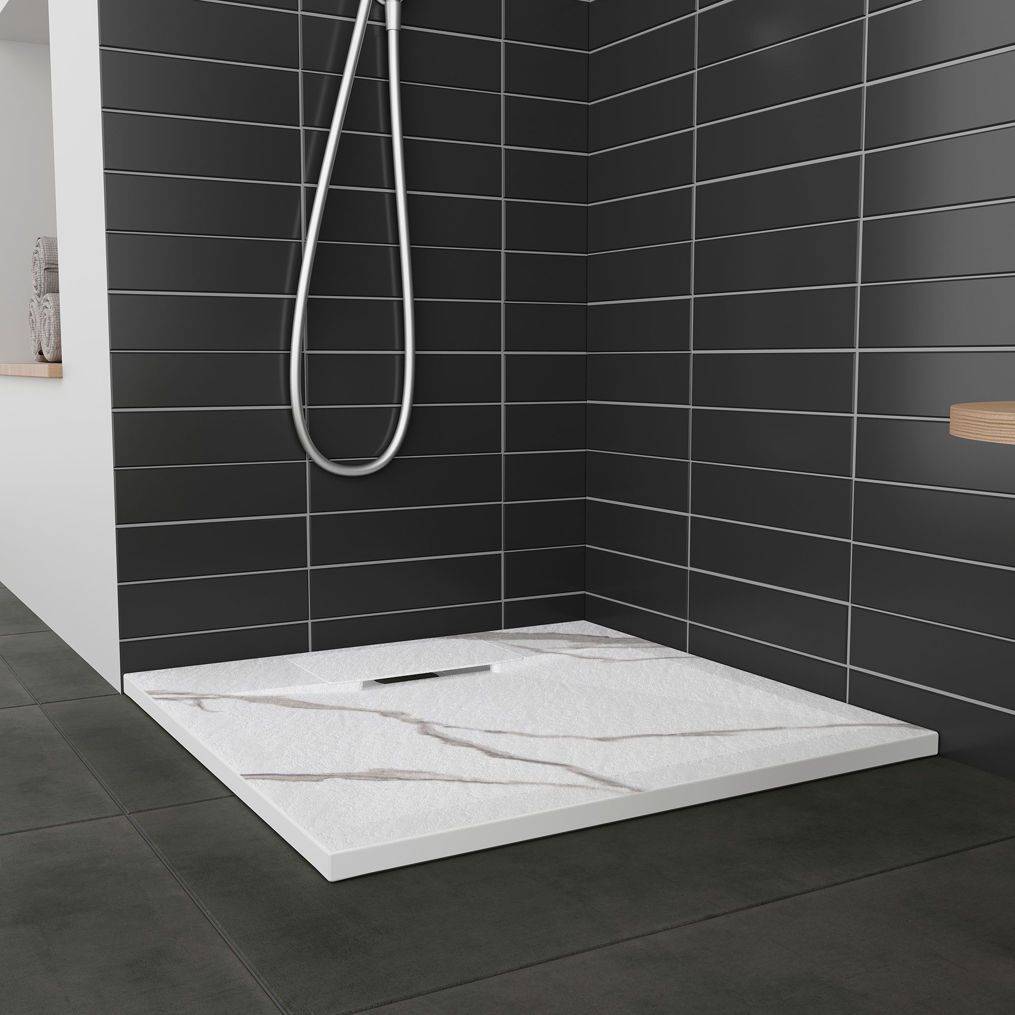 SMC Duschwanne Polar in Marmor-Optik inkl. Ablaufgarnitur - Weiß 80x80 cm SMC Duschwanne Polar in Marmor-Optik inkl. Ablaufgarnitur - Weiß 90x90 cm