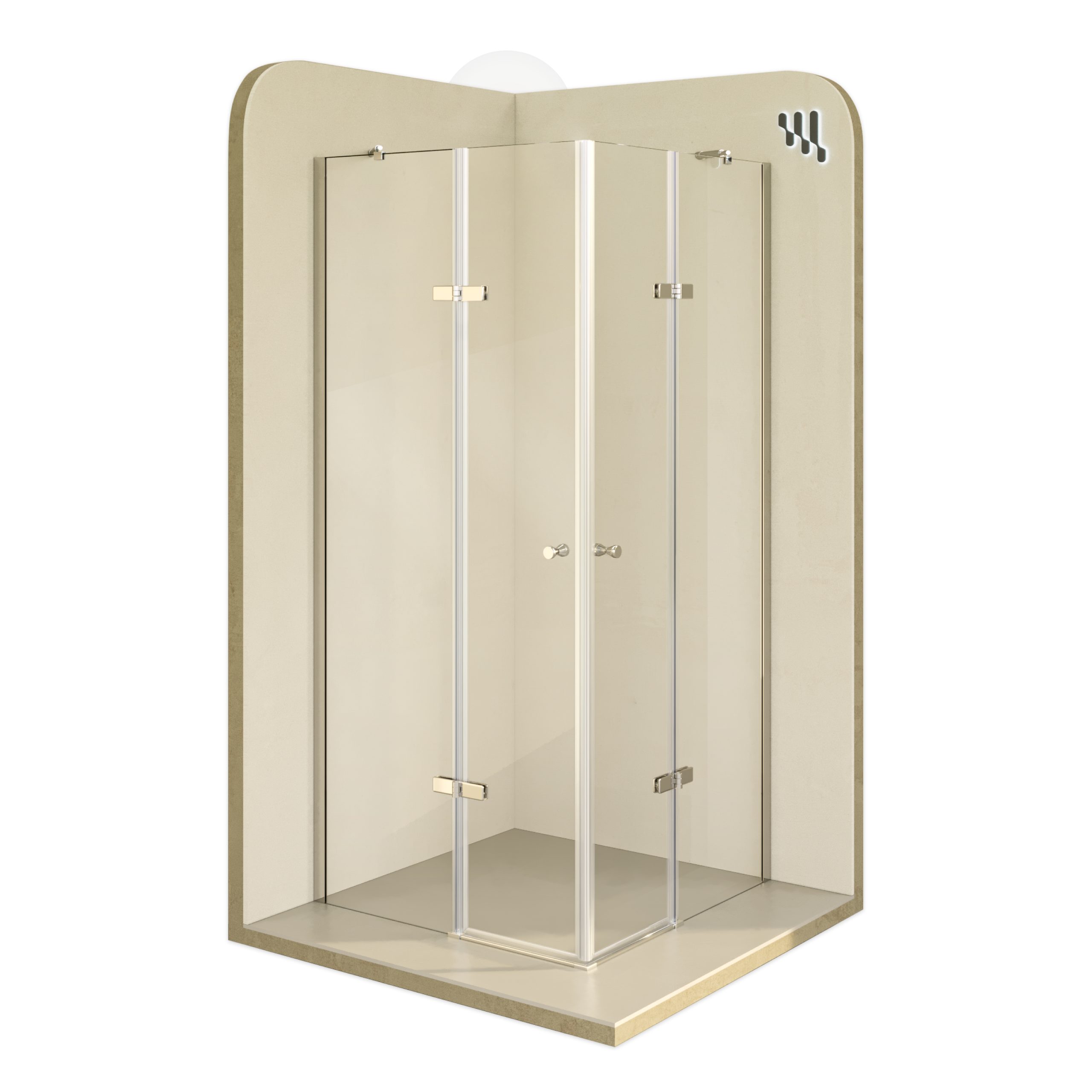 Corner Entry Alice with Folding Doors made of ESG Safety Glass Corner Entry Alice with Folding Doors made of ESG Safety Glass