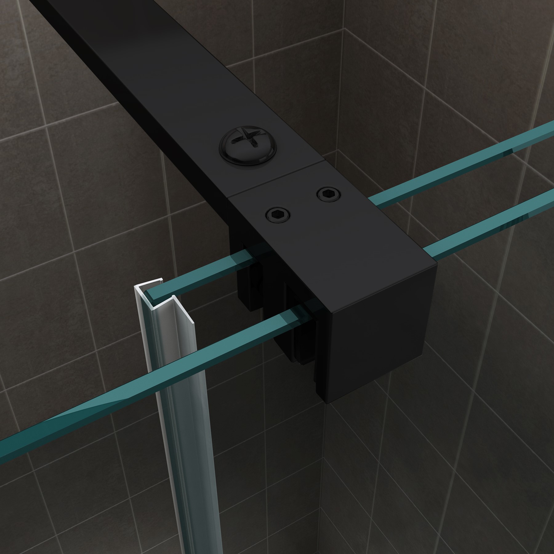 Schiebetür Duschabtrennung NADINE für Duschnische Duschtür Nischenschiebetür in Black 8mm ESG Sicherheitsglas Klarglas 120x200 cm