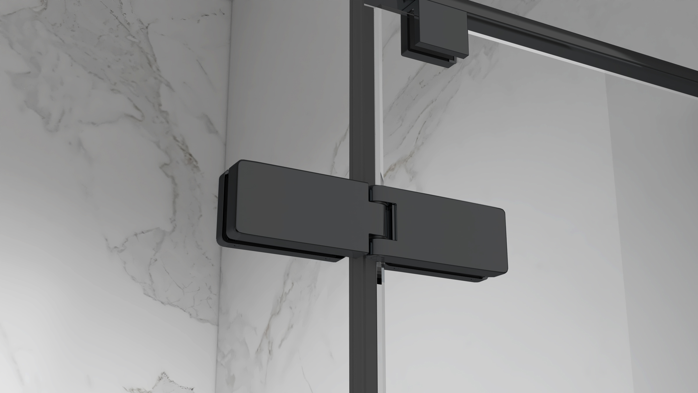 Eckeinstieg Jayla mit Drehtüren und schwarzen Profilen aus ESG Sicherheitsglas