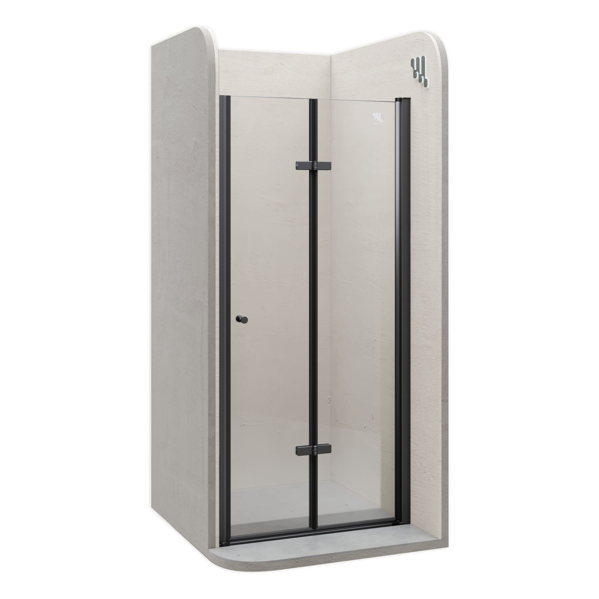 Duschtür Mila mit Falttür aus klarem ESG Sicherheitsglas BLACK EDITION Duschtür Mila mit Falttür aus klarem ESG Sicherheitsglas BLACK EDITION