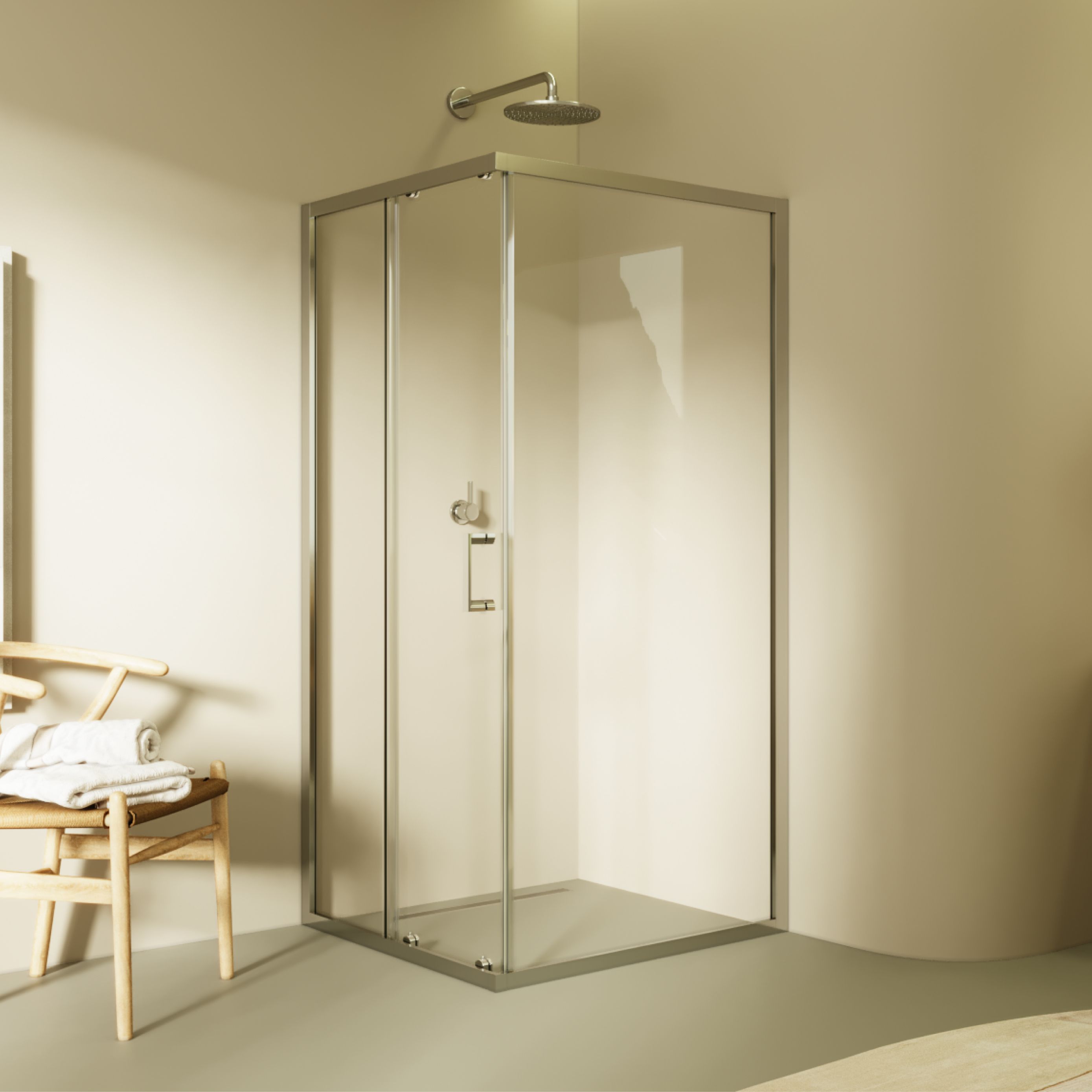 Front-entry Dora with sliding door made of ESG safety glass Dora – Fronteinstieg mit Schiebetür aus ESG Sicherheitsglas