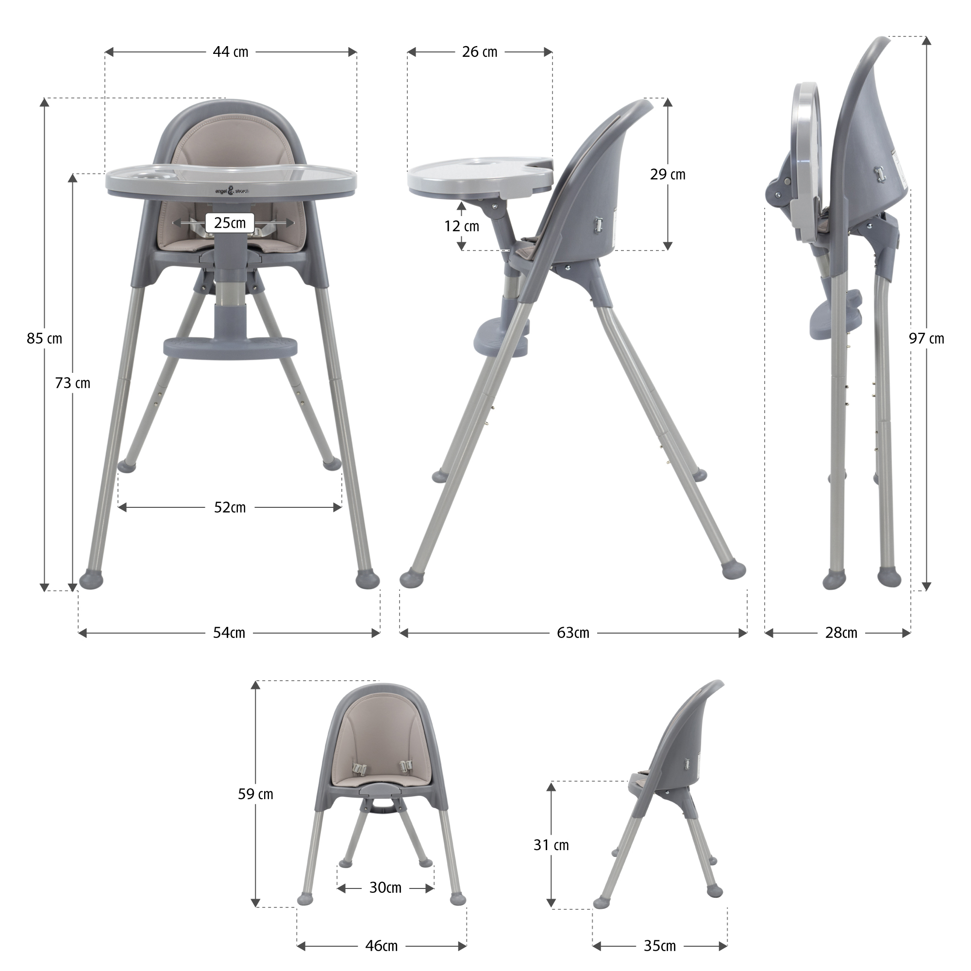 Kinderhochstuhl KARLO Babystuhl mit Esstablett