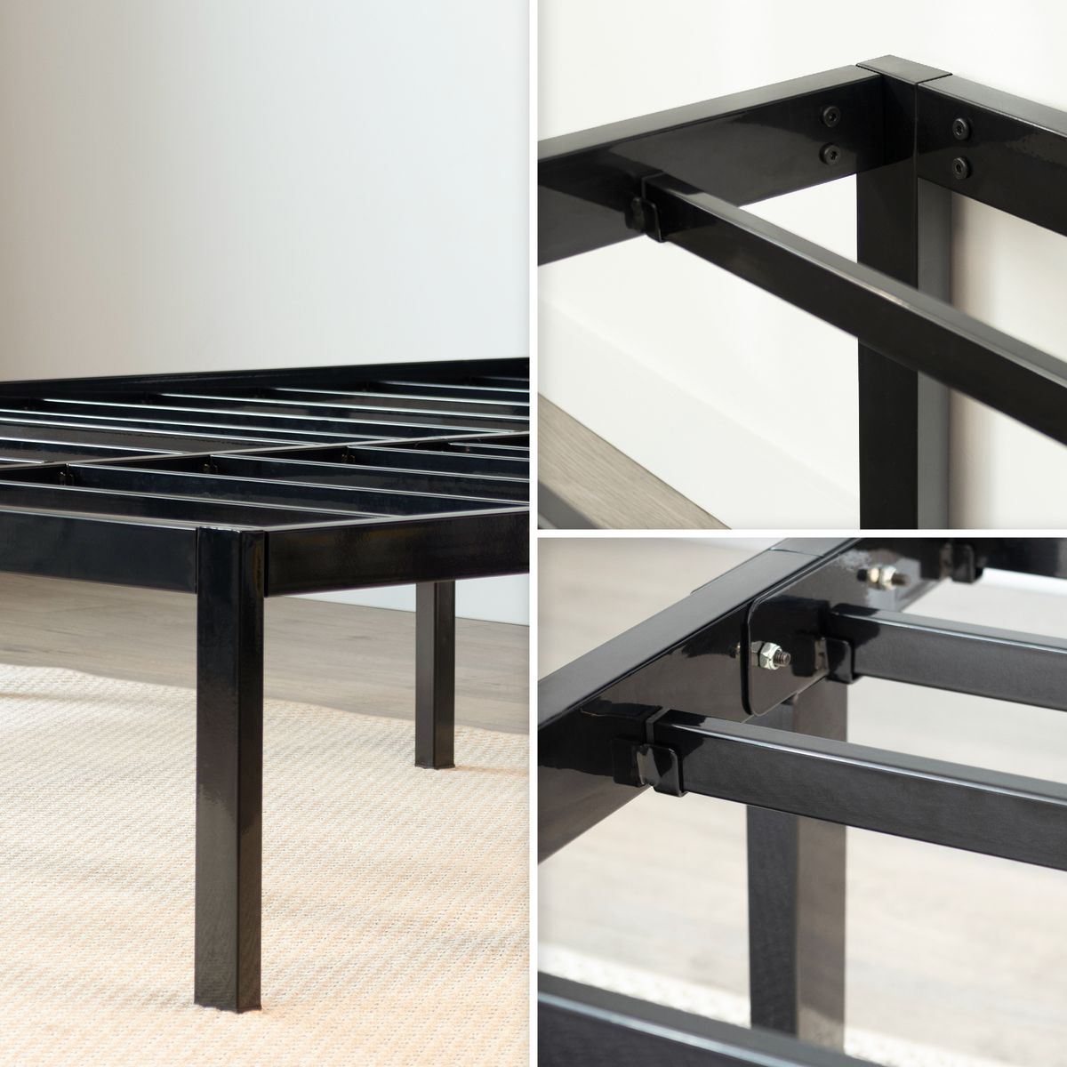 Gästebett Metallbett Einzelbettgestell Sappho Black mit Stauraum 200x200cm