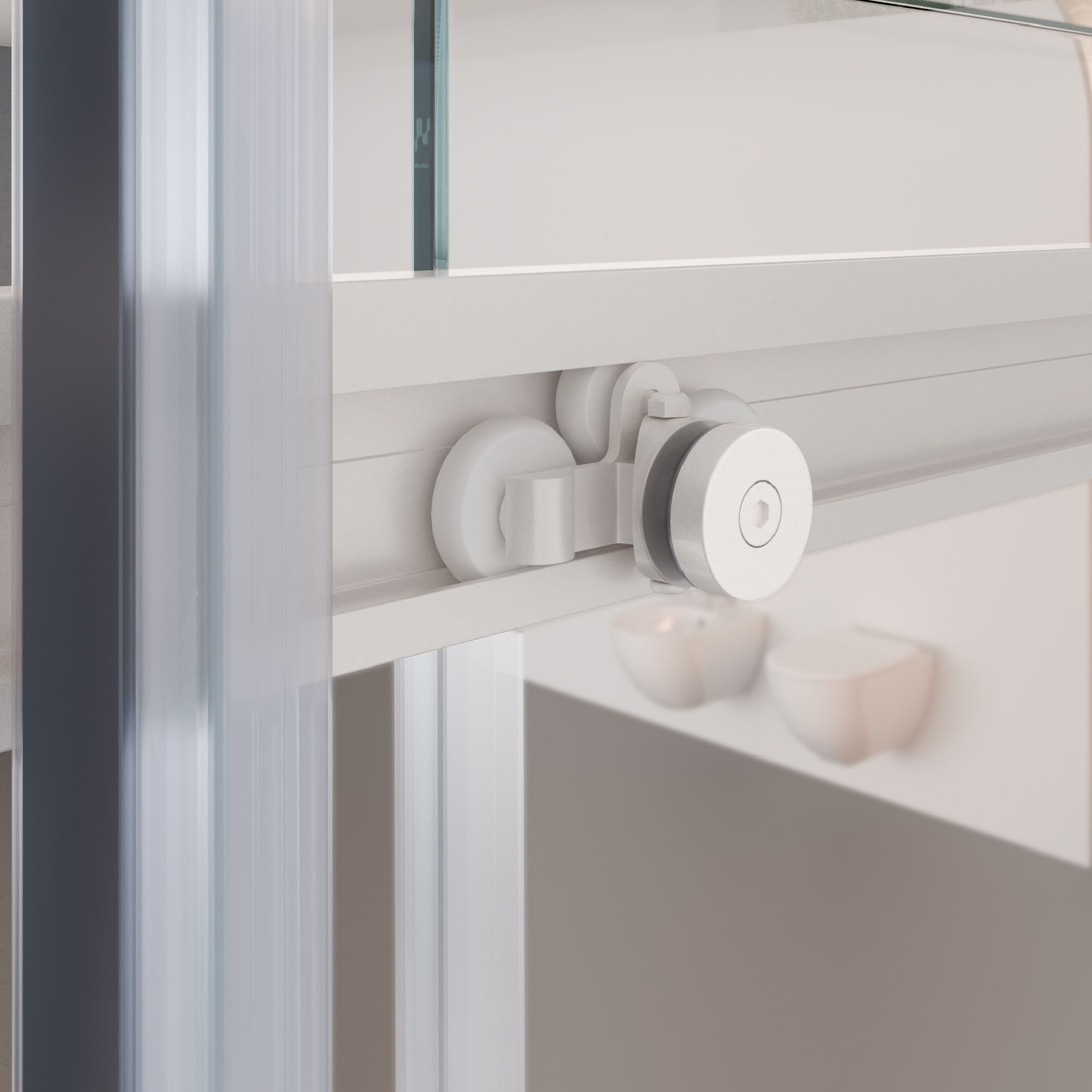 Corner Entry Kaylee WHITE with Sliding Doors made of ESG Safety Glass Corner Entry Kaylee WHITE with Sliding Doors made of ESG Safety Glass