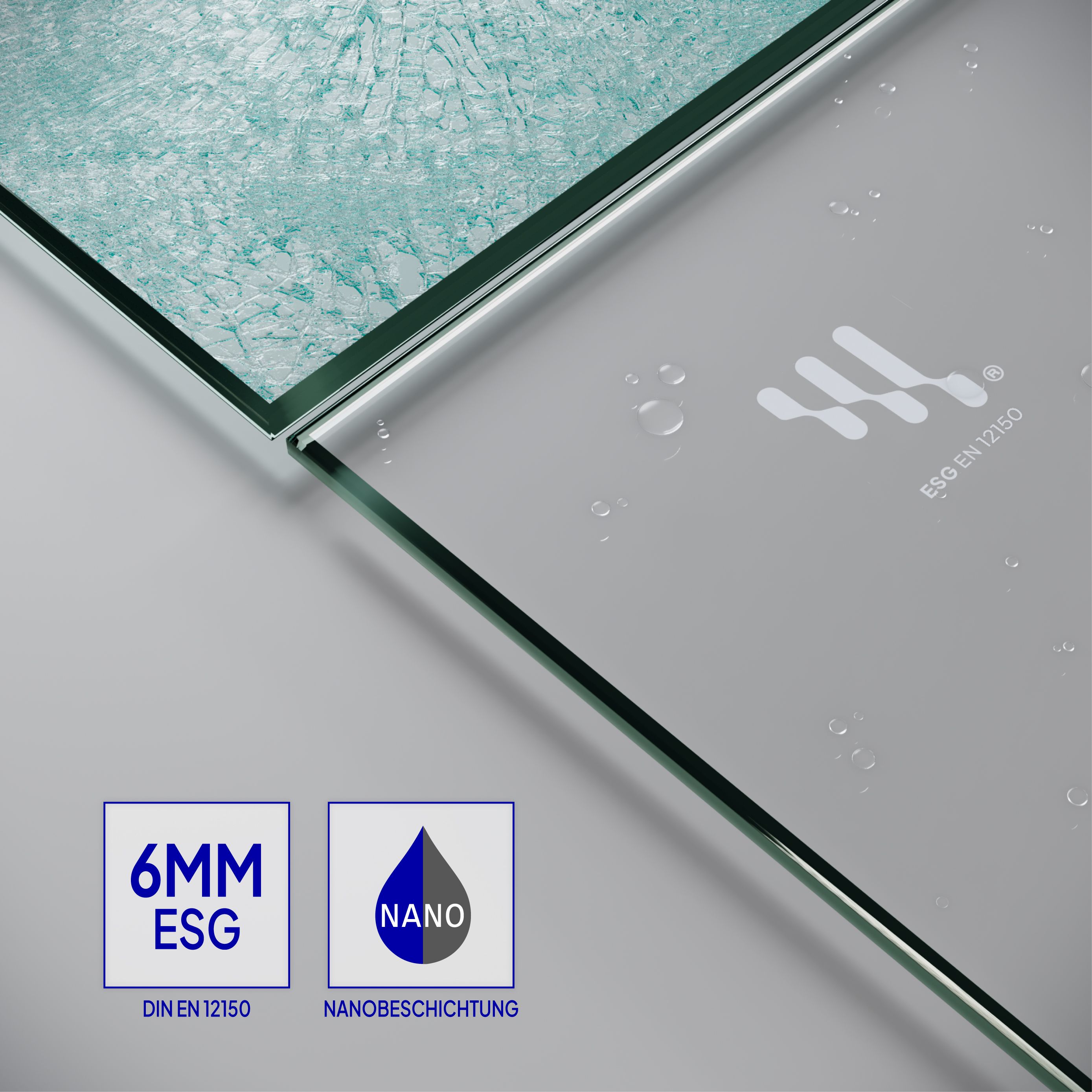 Shower Door Mila with Folding Door made of Clear ESG Safety Glass BLACK EDITION