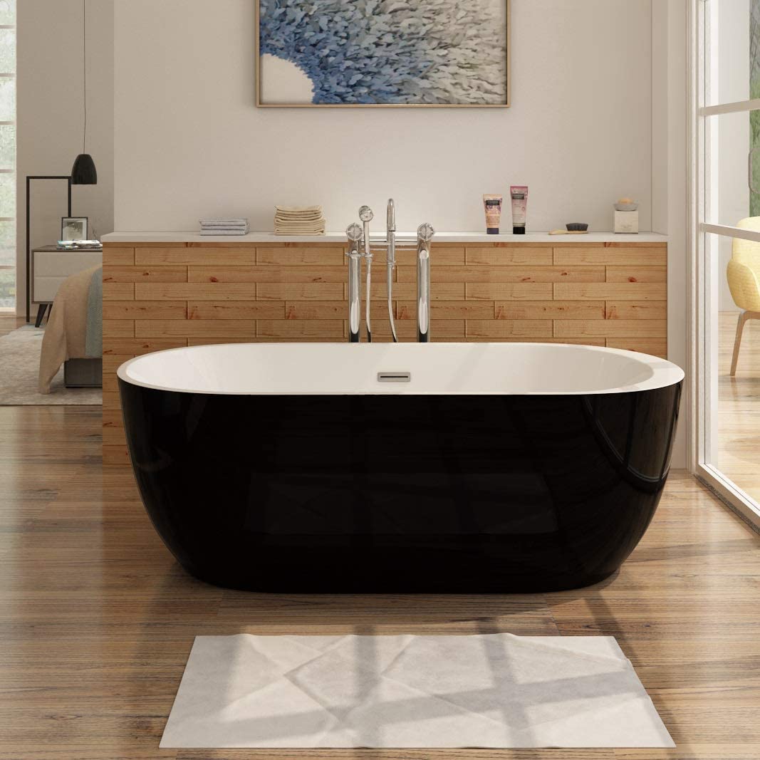 Schwarz-weiße Badewanne aus Sanitäracryl Frisange - Zwei Größen