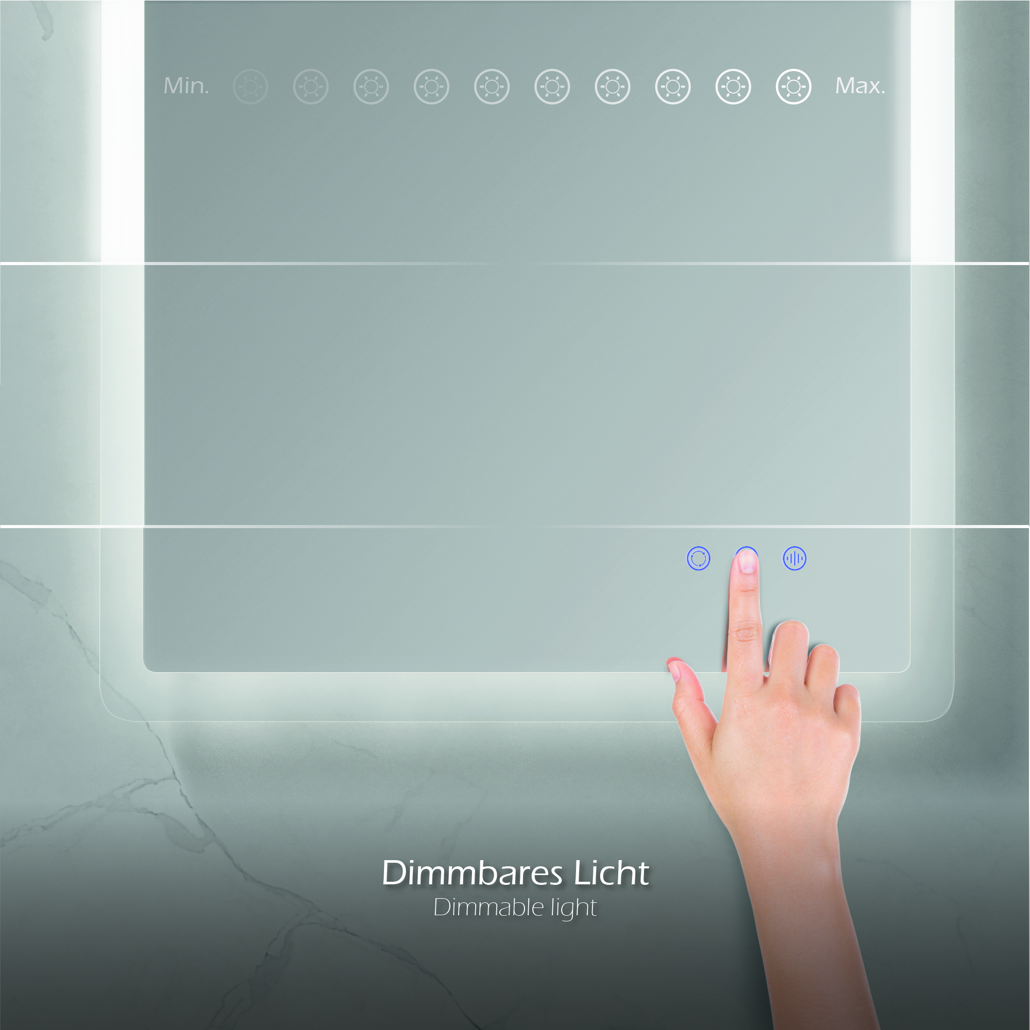 LED Badspiegel Mellow Badezimmerspiegel mit dimmbarer Beleuchtung, Farbwechsel und Antibeschlag-Funktion IP44 