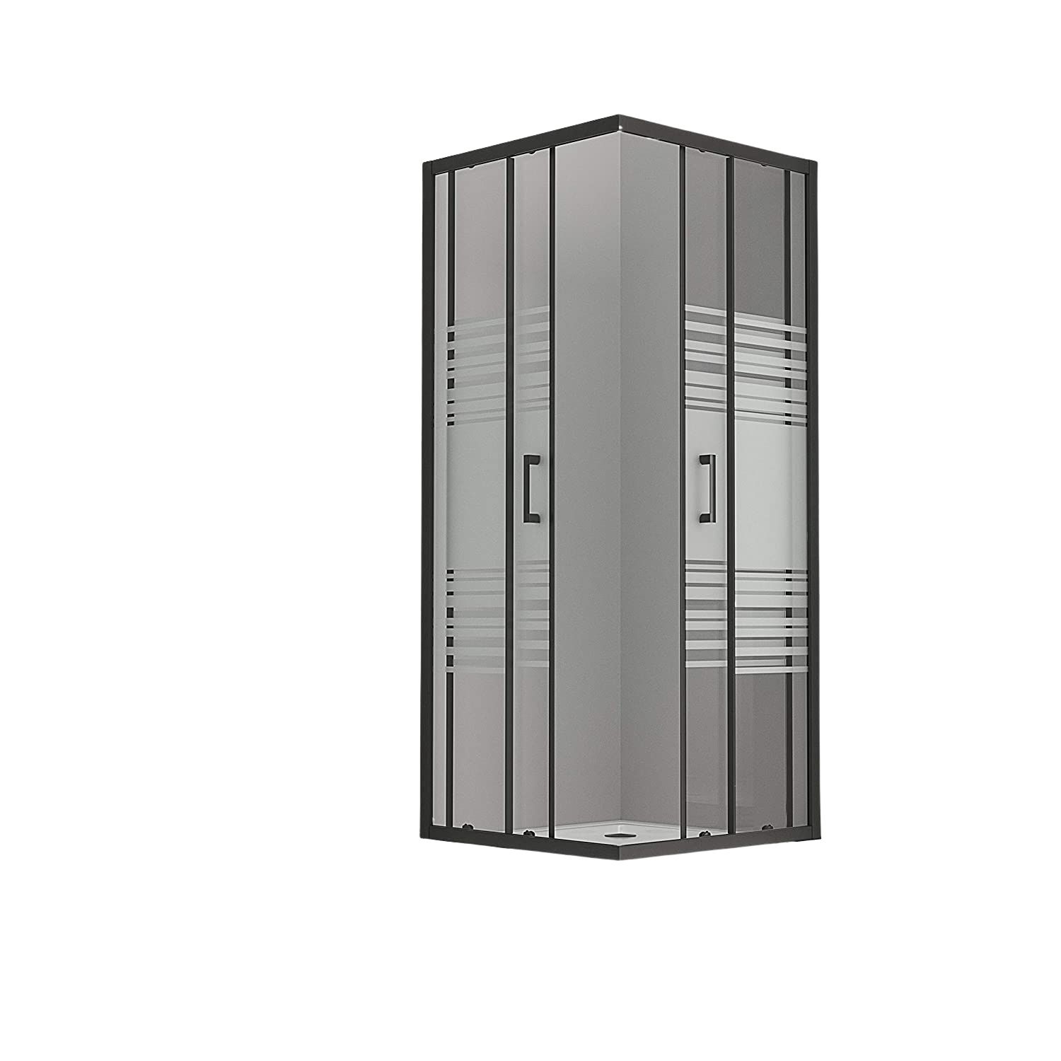 Eckeinstieg Danielle mit Schiebetüren aus teilsatiniertem ESG Sicherheitsglas