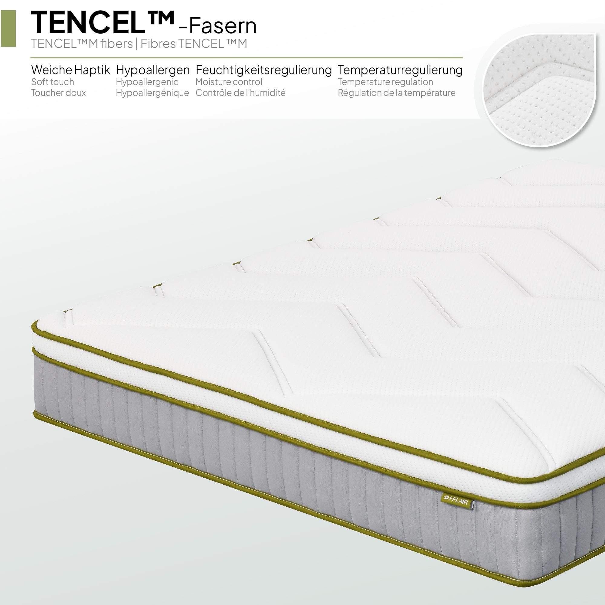 Matratze Verge – Hybrid-Matratze mit Taschenfedern und Tencel™-Faser Matratze Verge – Hybrid-Matratze mit Taschenfedern und Tencel™-Faser