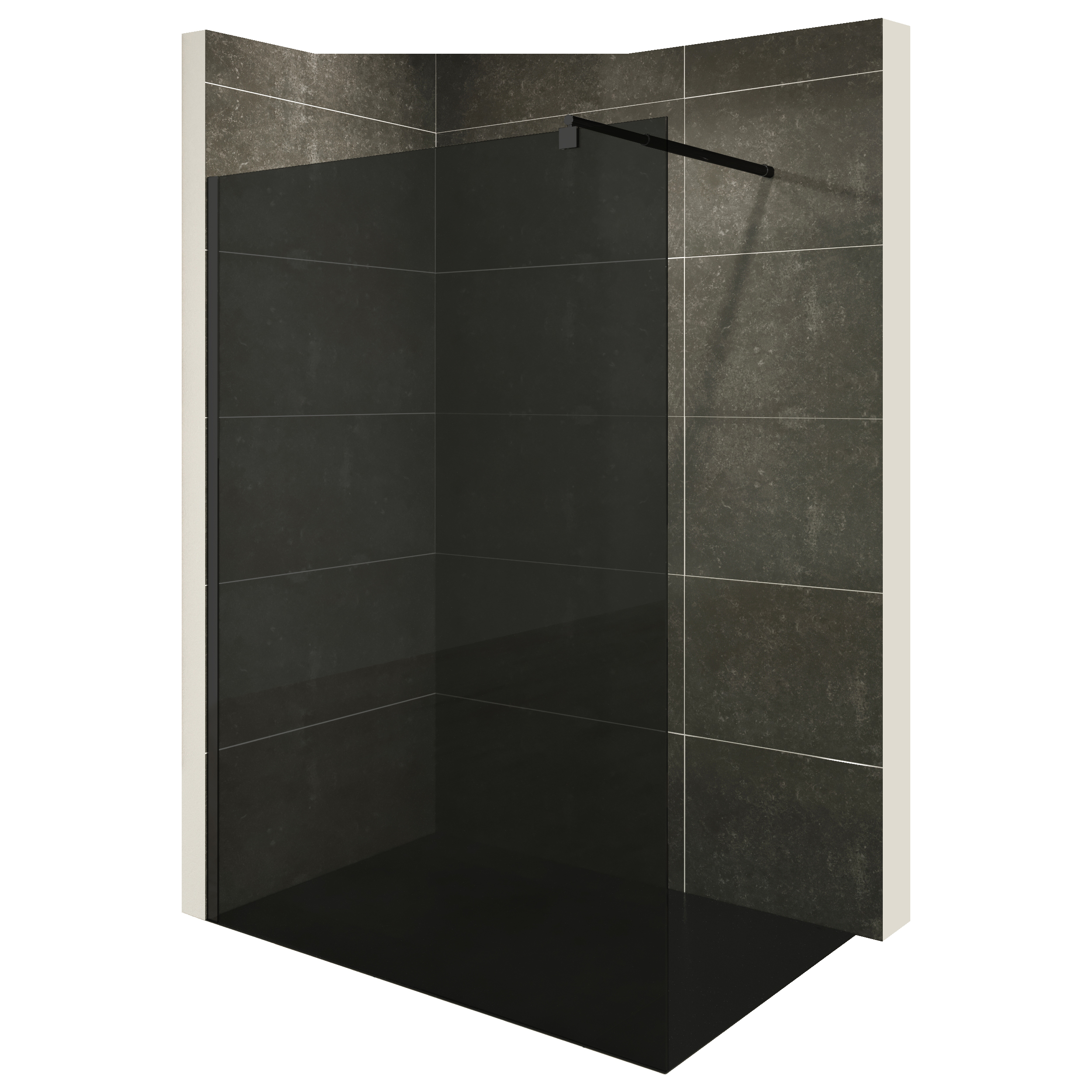 Walk In Dusche Fiona aus 10 mm starkem grauem ESG Sicherheitsglas und Aluminium Profil Schwarz Walk In Dusche Fiona aus 10 mm starkem grauem ESG Sicherheitsglas und Aluminium Profil Schwarz