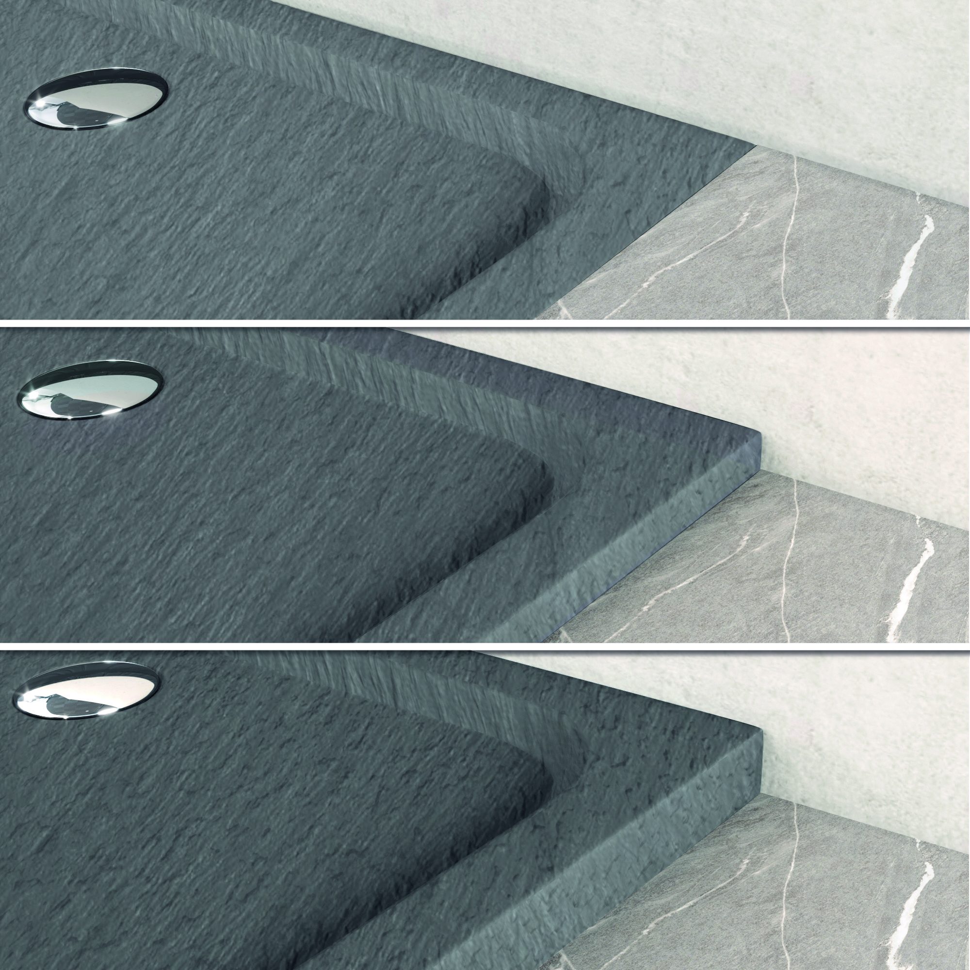 Shimmer – Duschwanne STONE aus Sanitäracryl inkl. Ablaufgarnitur - Grau
